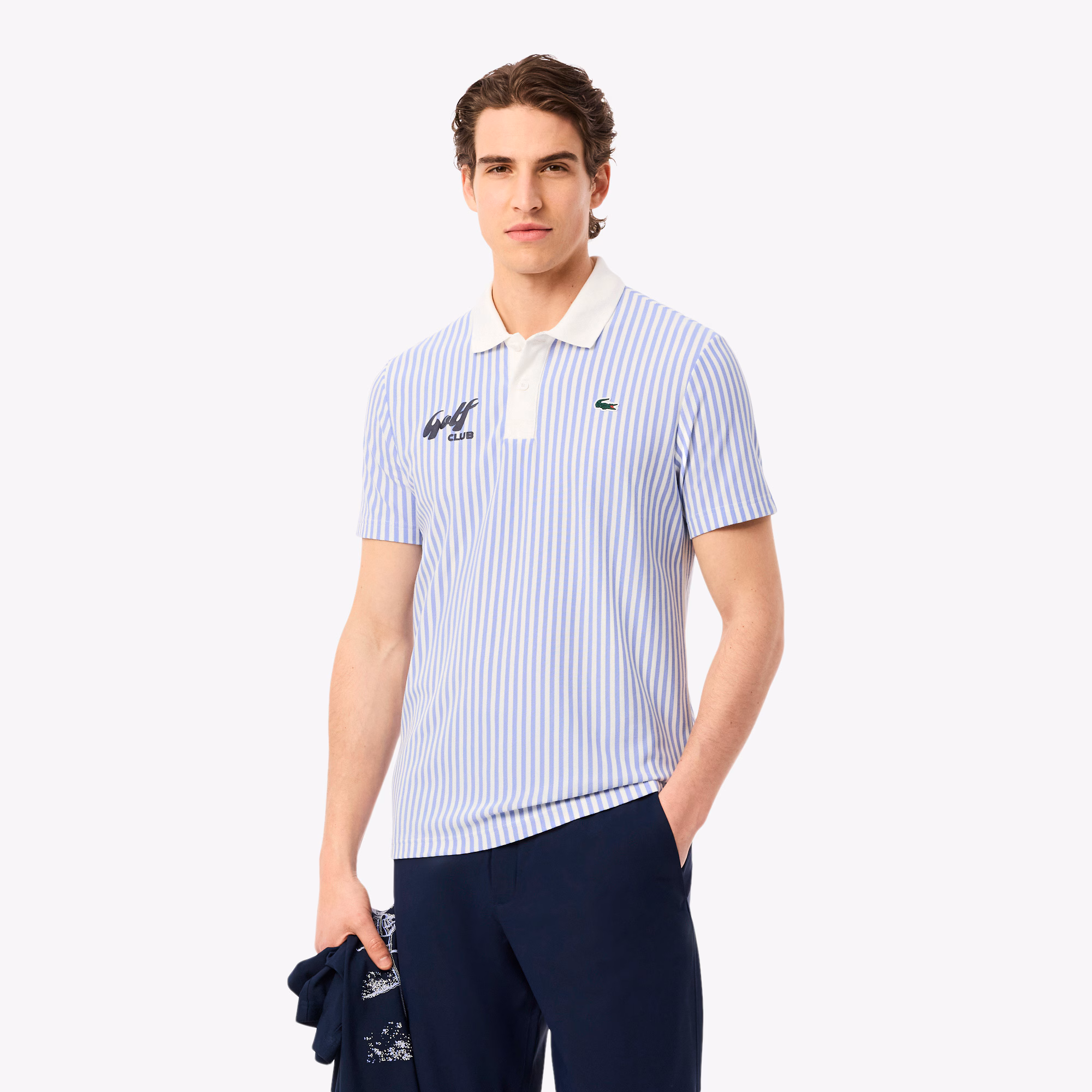 Men's Thermo-Regulating Striped Golf Polo