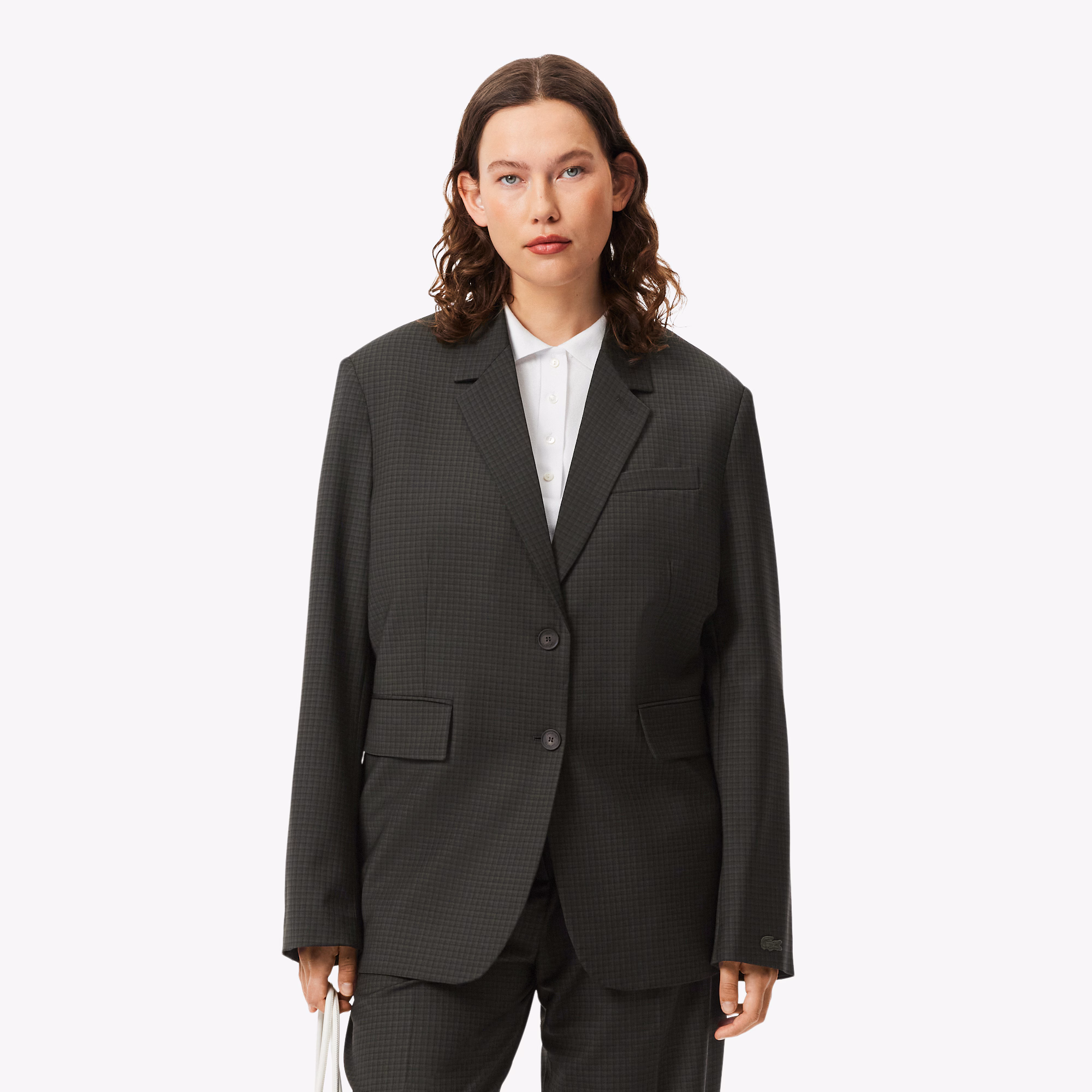 Women's Wool Blend Checked Blazer