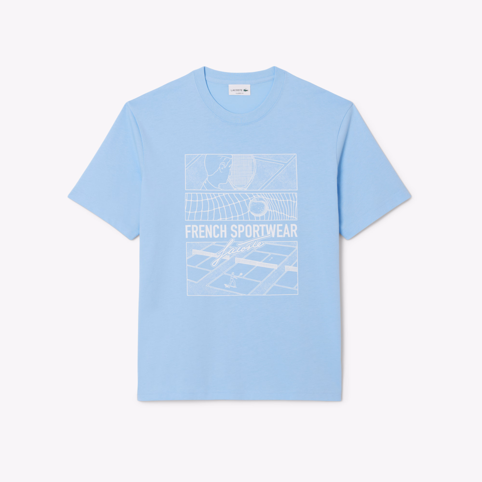 Men's Tennis Court Print Cotton T-Shirt