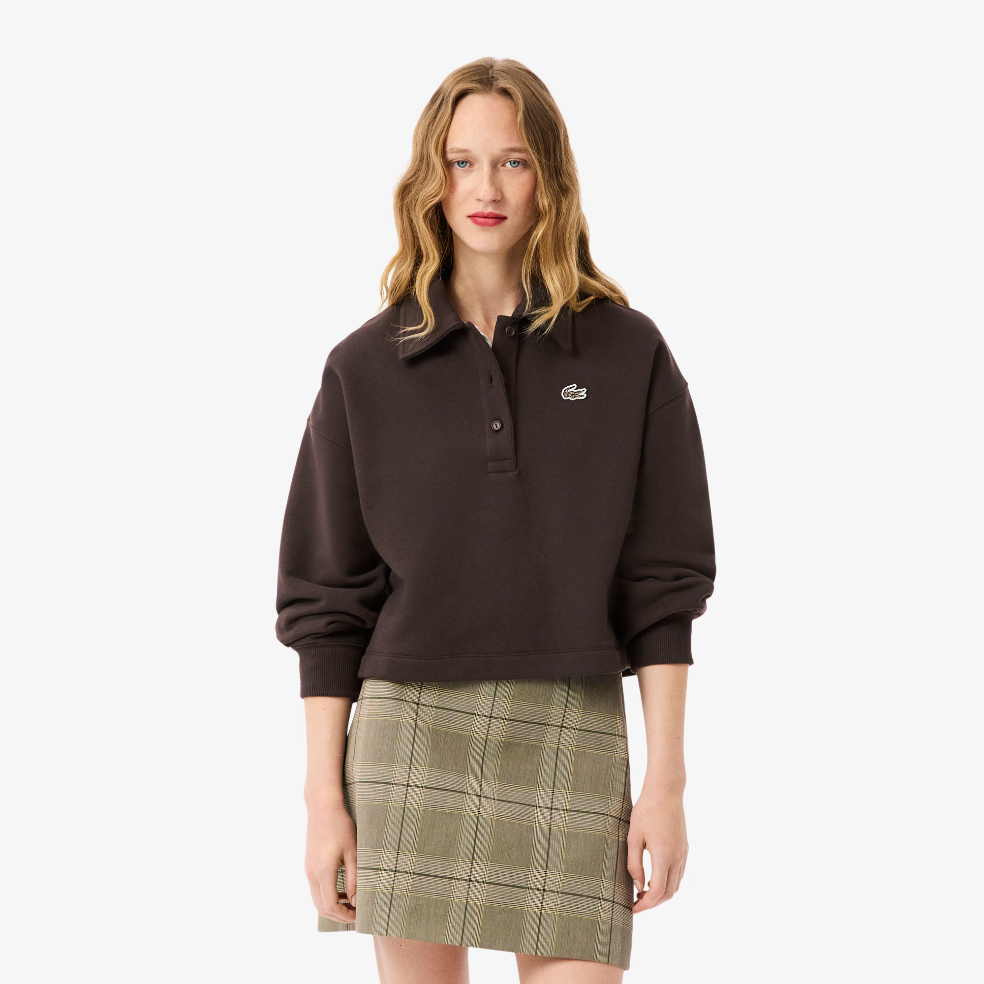 Women's Oversized Fleece Polo Collar Sweatshirt
