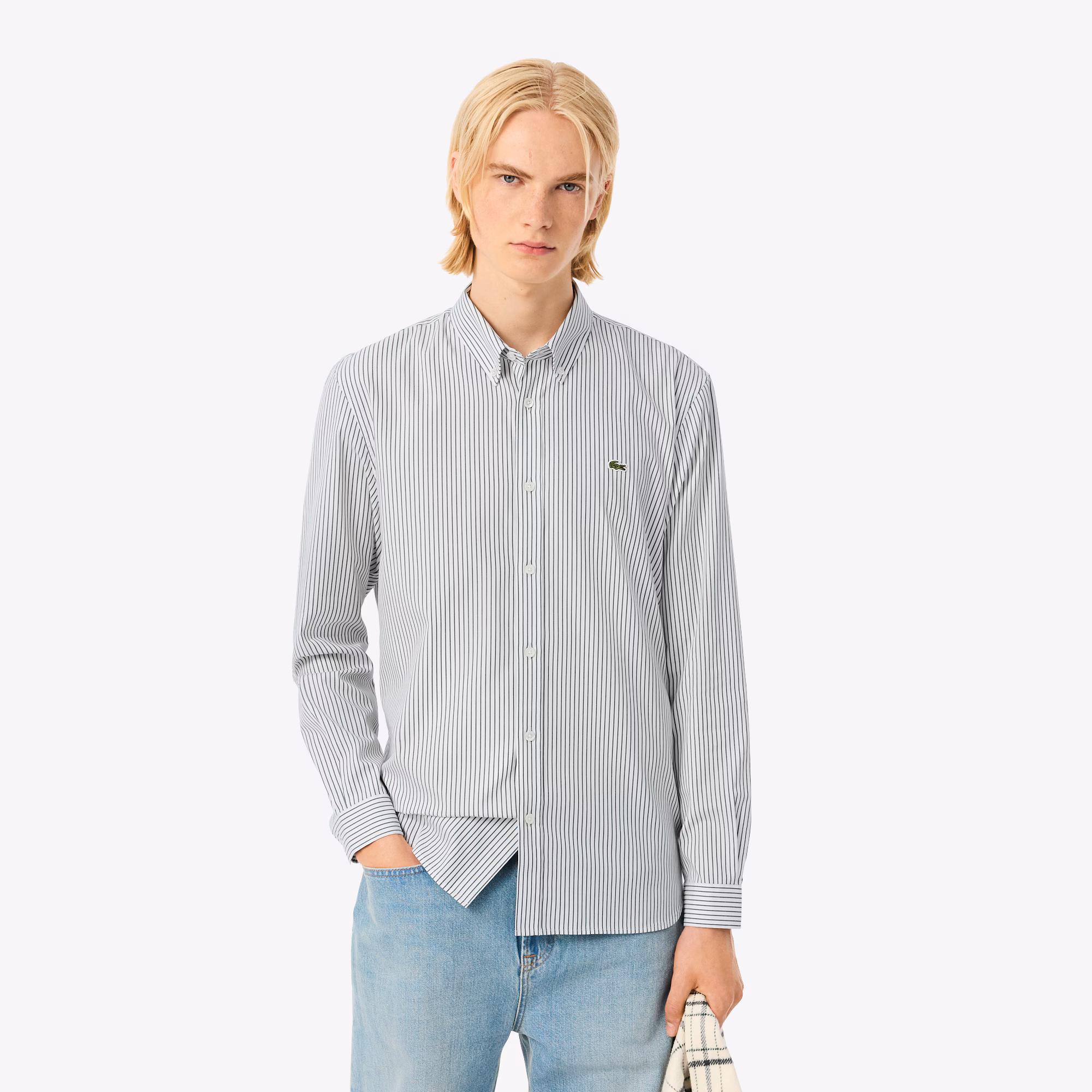 Men's Regular Fit Striped Pinpoint Shirt