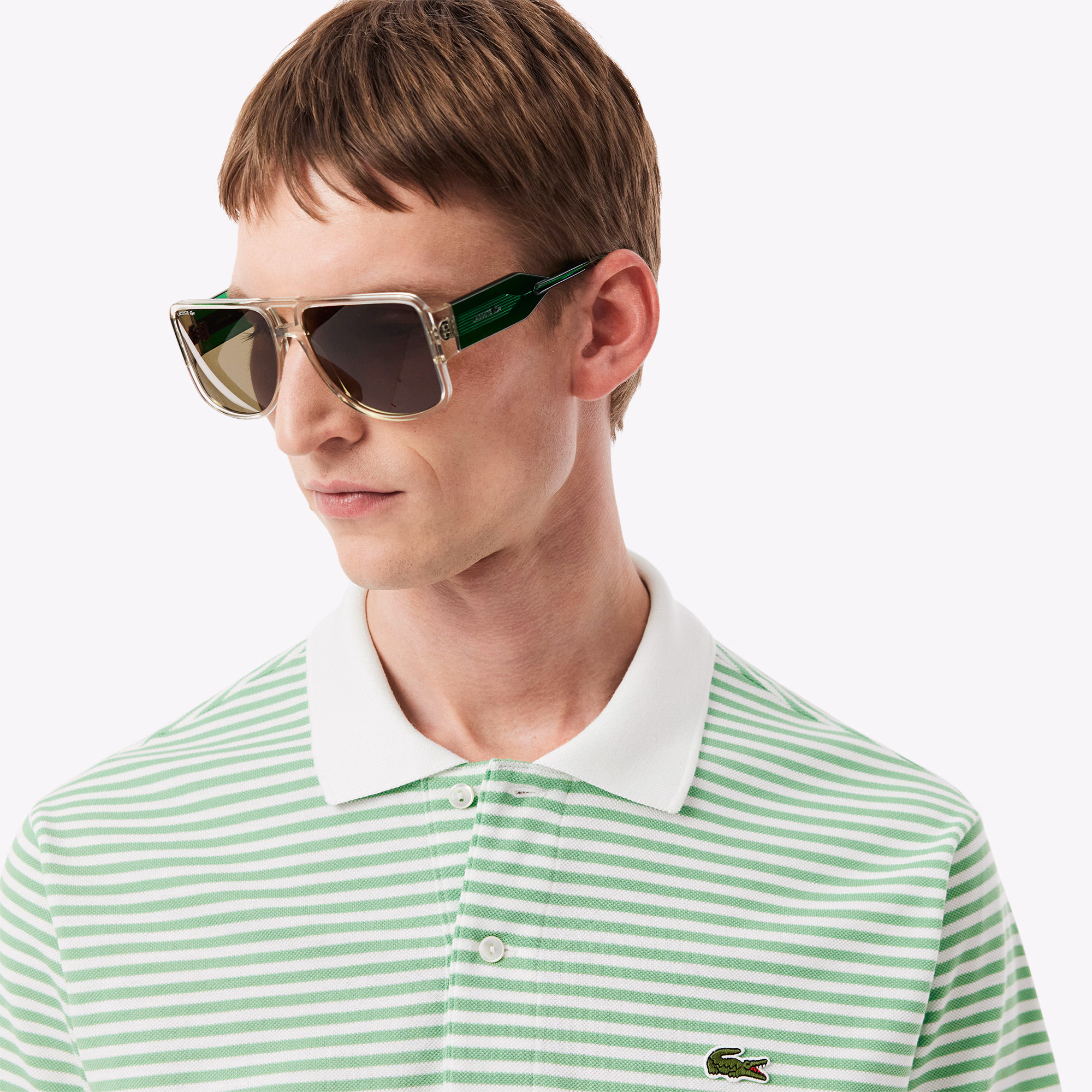 Men's Classic Fit L.12.12 Striped Petit Piqué Polo