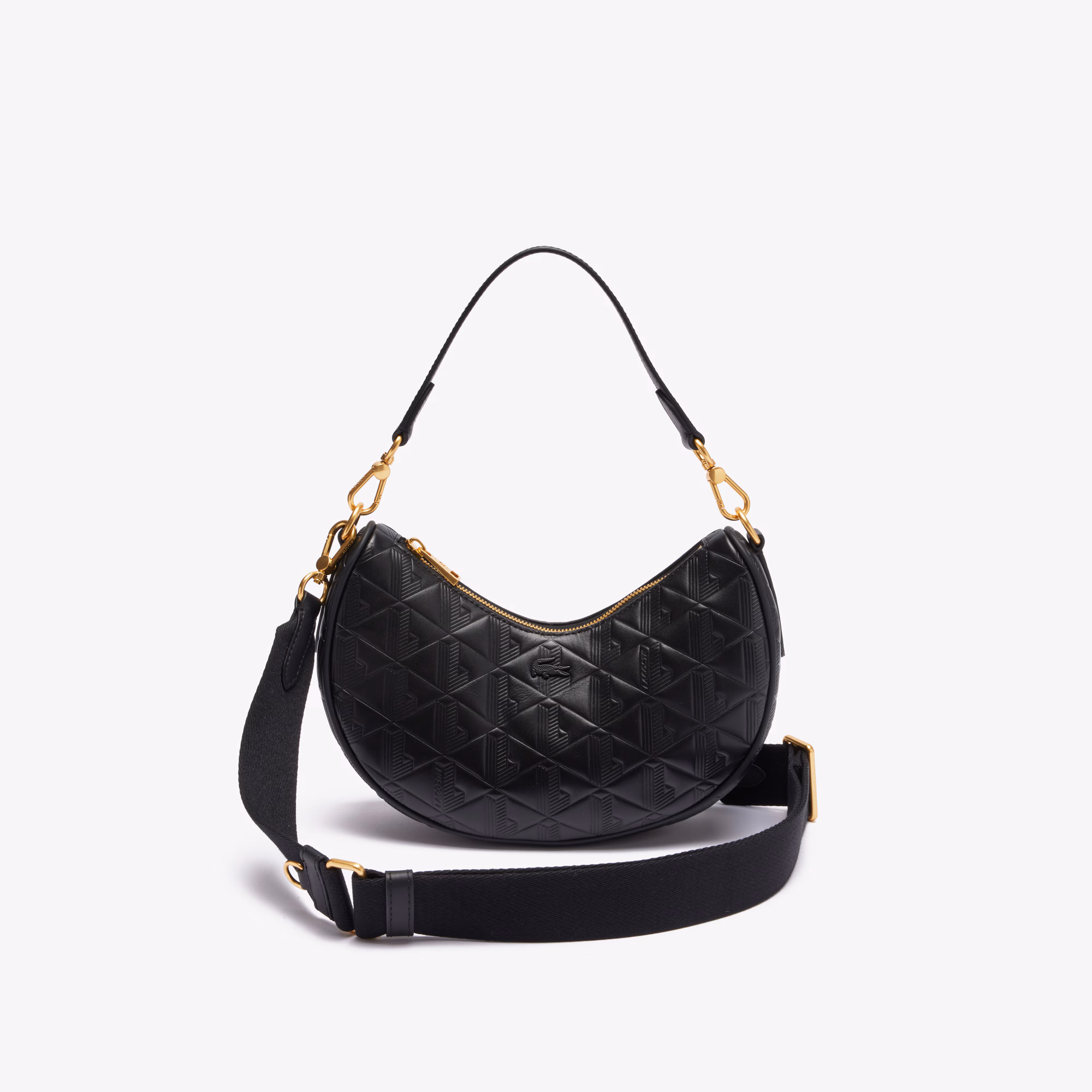 Maheki Embossed Leather Half Moon Bag