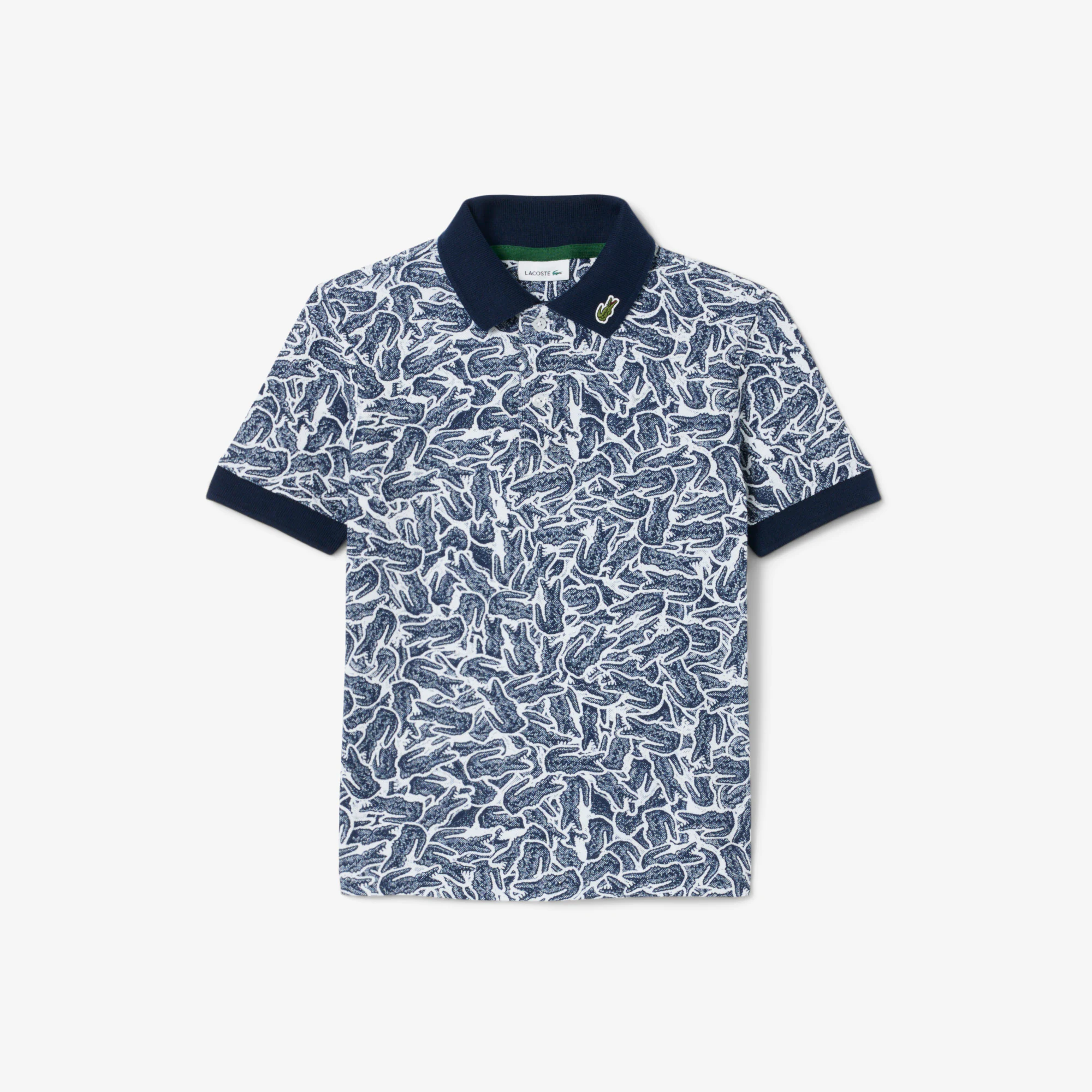 Crocodile Print Piqué Polo Shirt