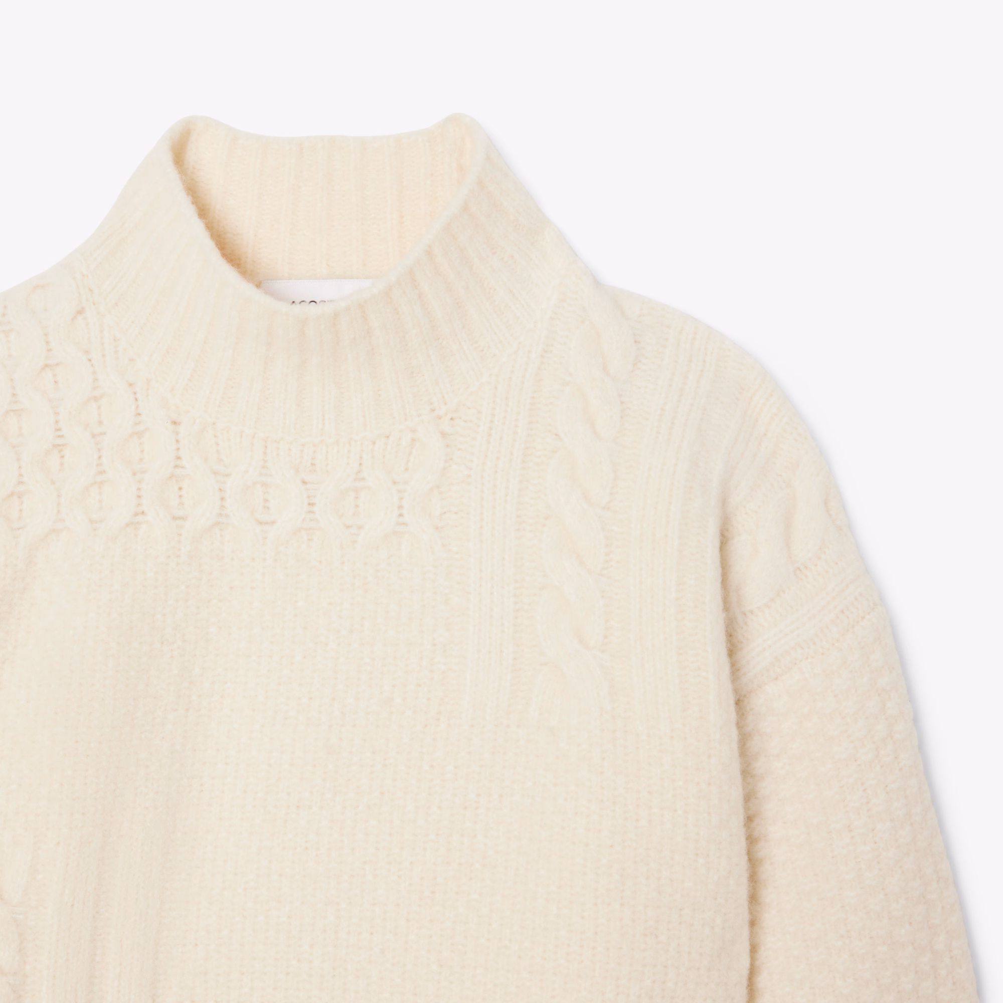 Women's Patchwork Effect High-Neck Wool Sweater