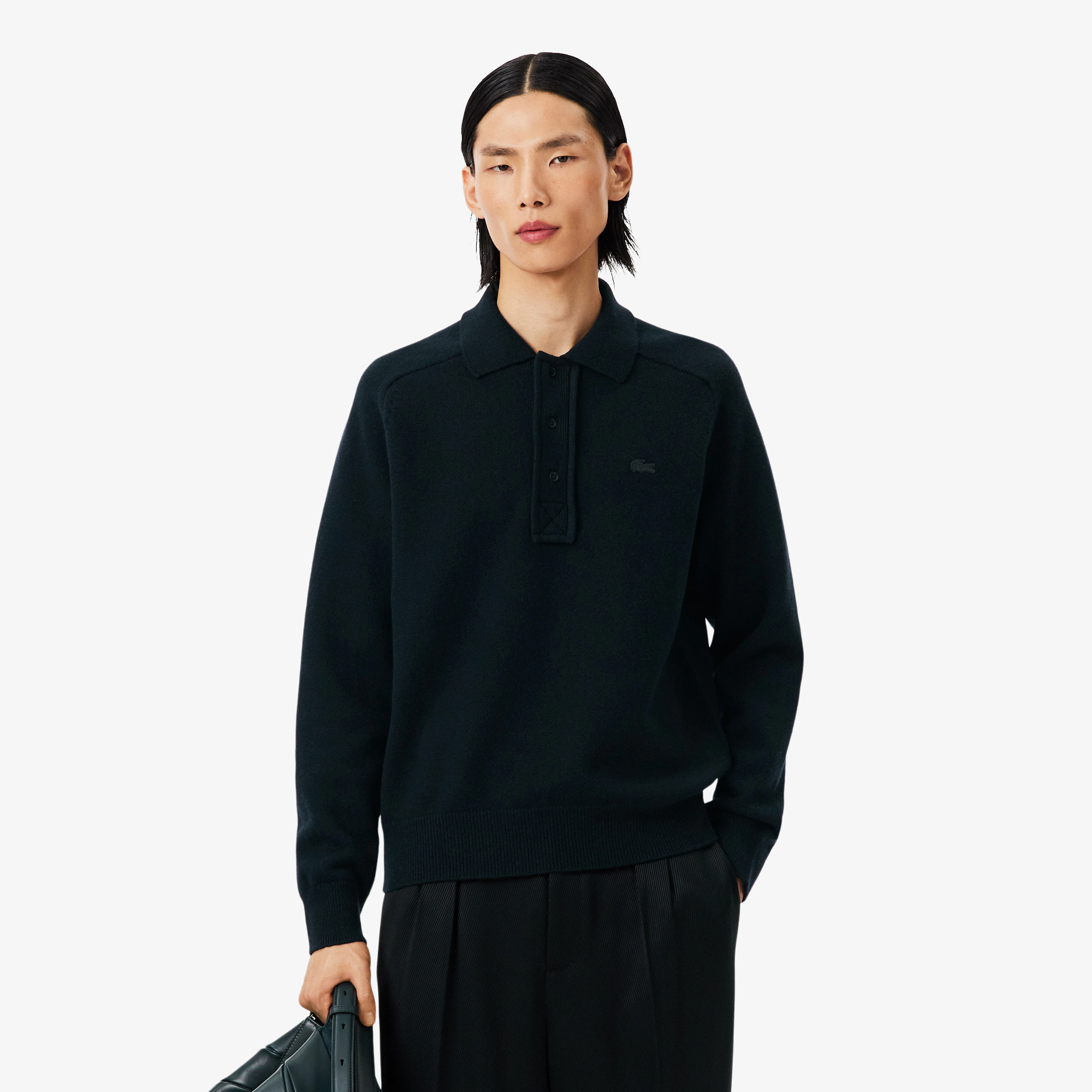 Runway Felted Wool Polo Collar Sweater