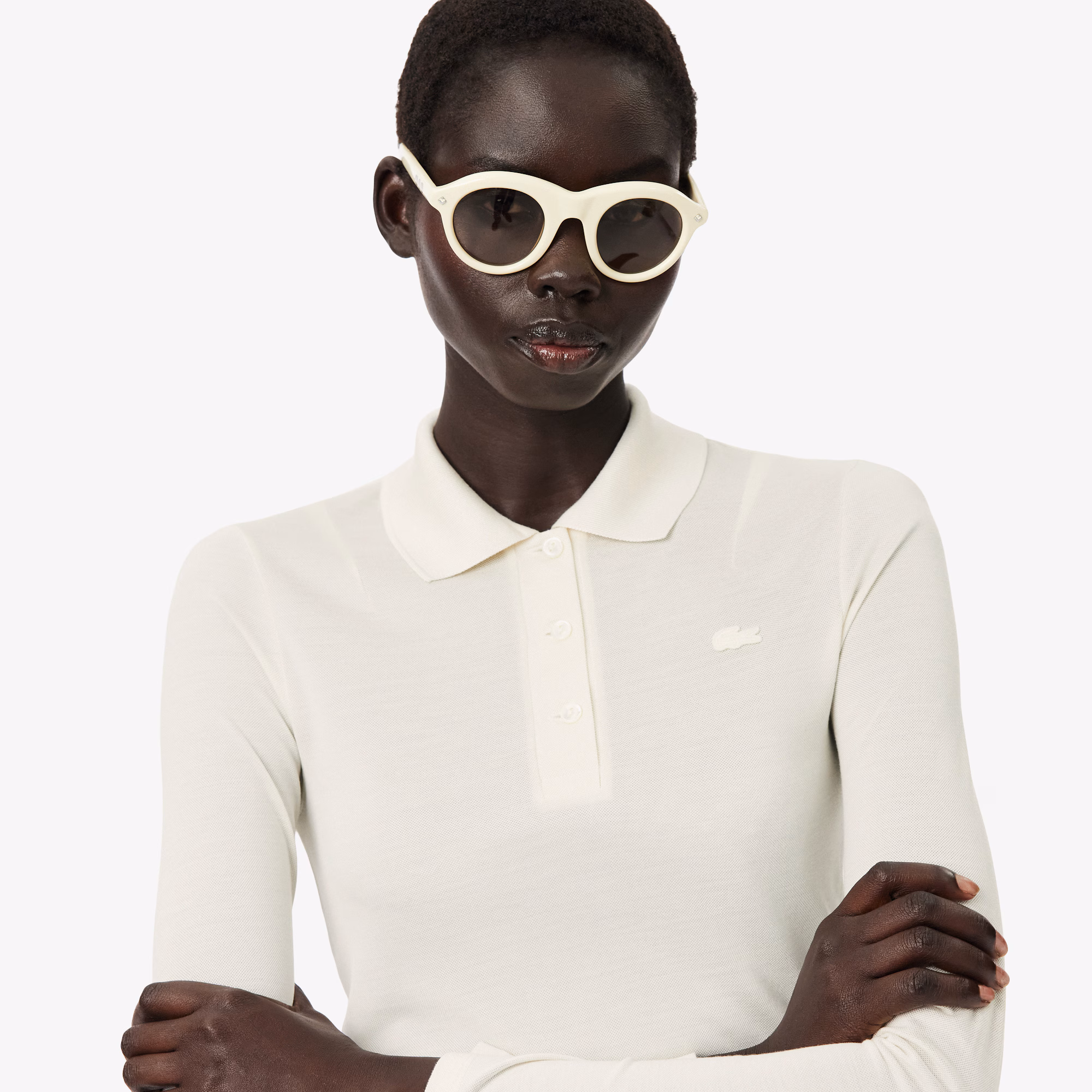 Runway Slim Fit Long Silk Sleeved Polo Shirt