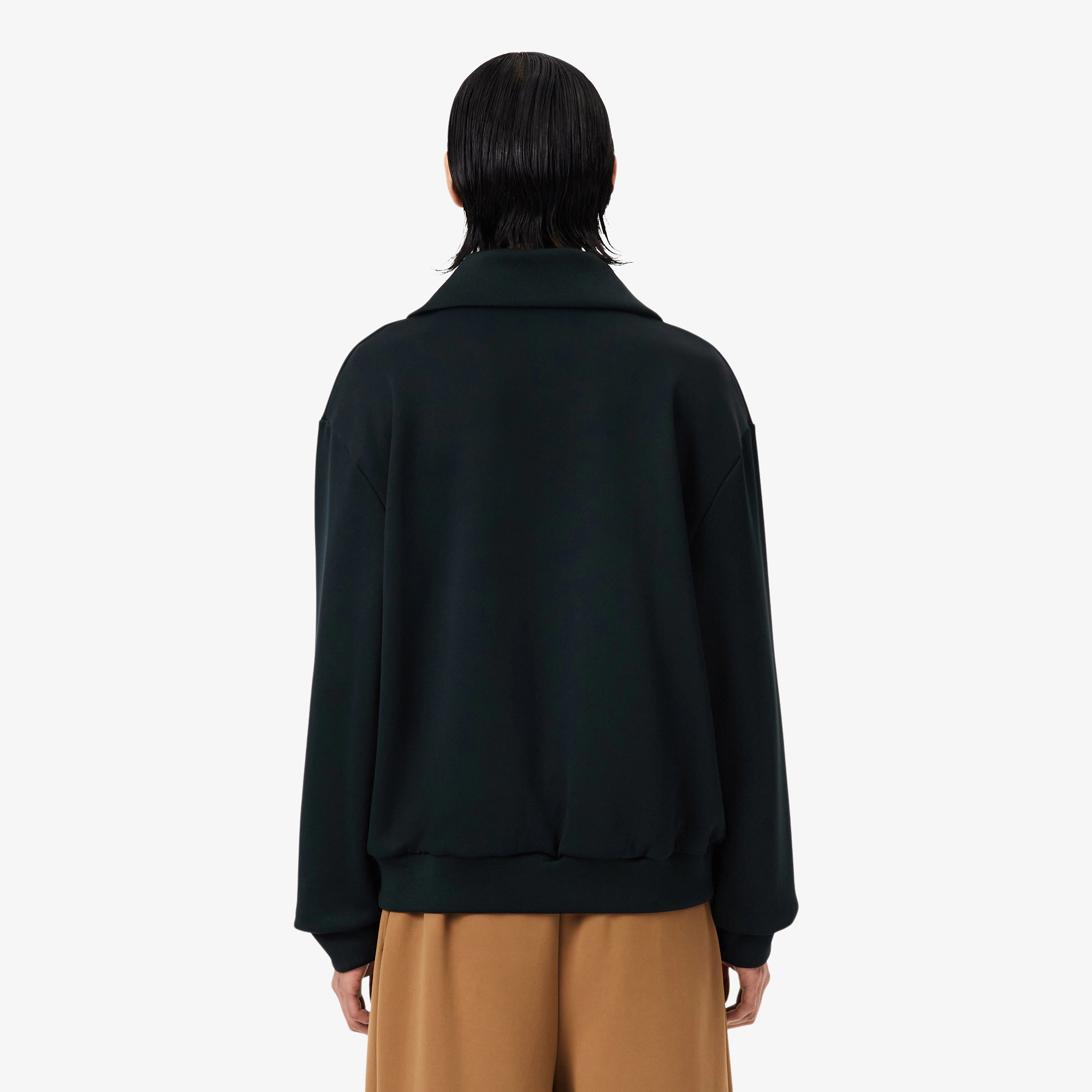 Runway High Neck Zipped Badge Accent Sweatshirt