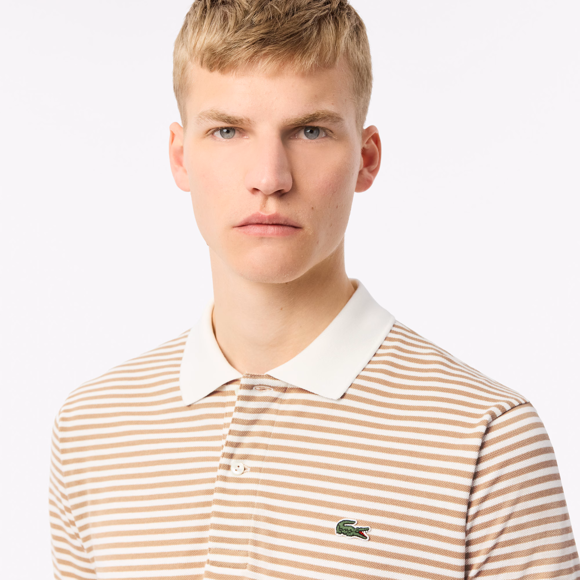 Men's Classic Fit L.12.12 Striped Petit Piqué Polo