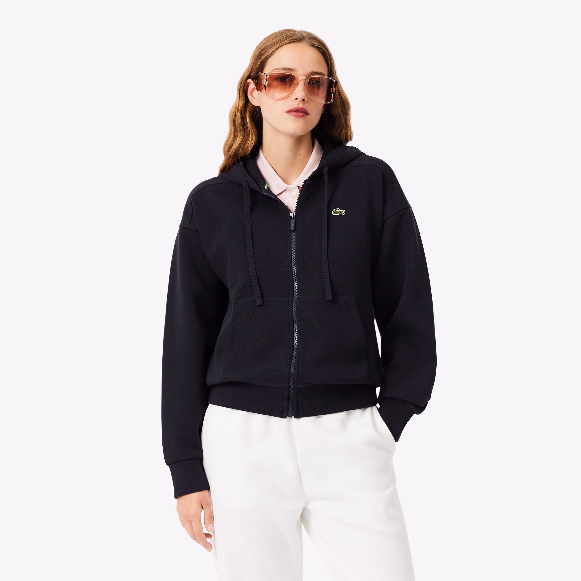 Women's Zip-Up Piqué Hoodie