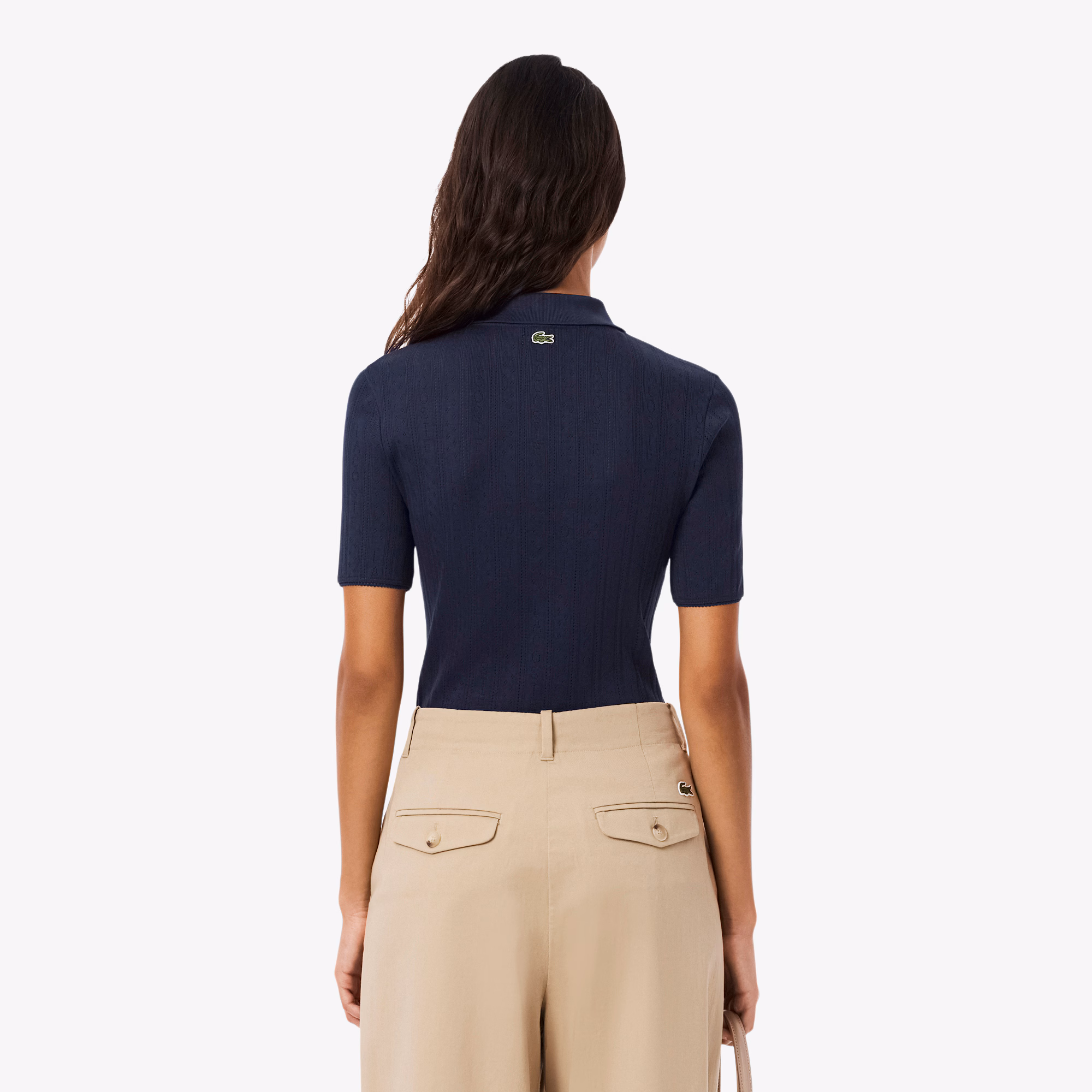 Women's Slim Fit Pointelle Branded L.12.D Polo