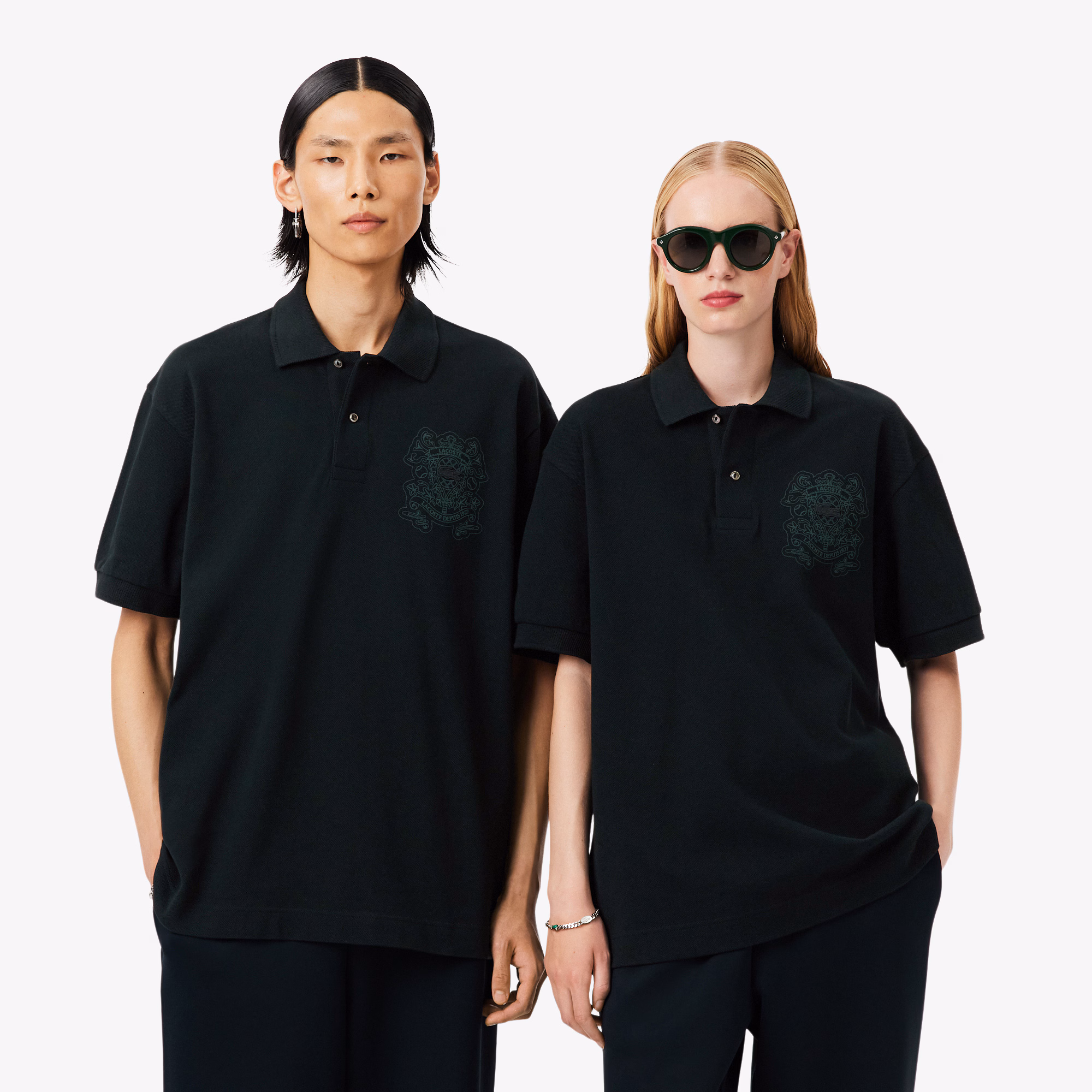 Runway Loose Fit Shield Piqué Polo Shirt