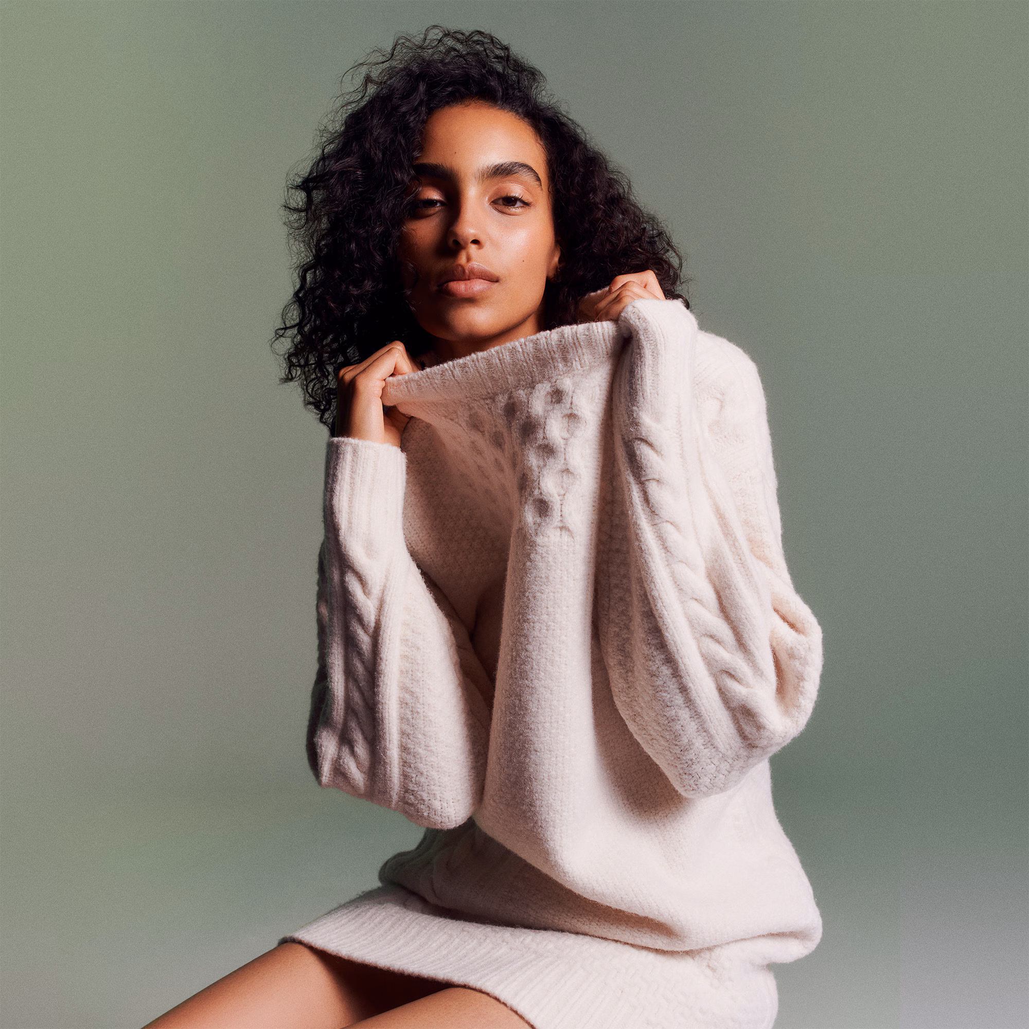 Women's Patchwork Effect Wool Sweater Dress