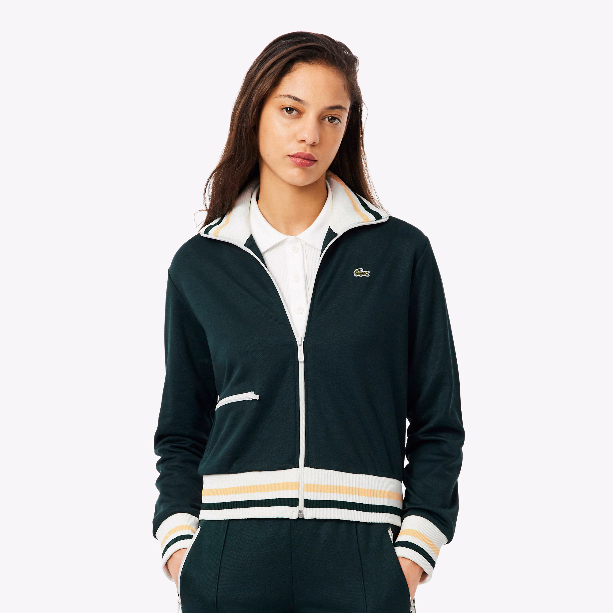 Women's Zip-Up Stripe Accent Sweatshirt