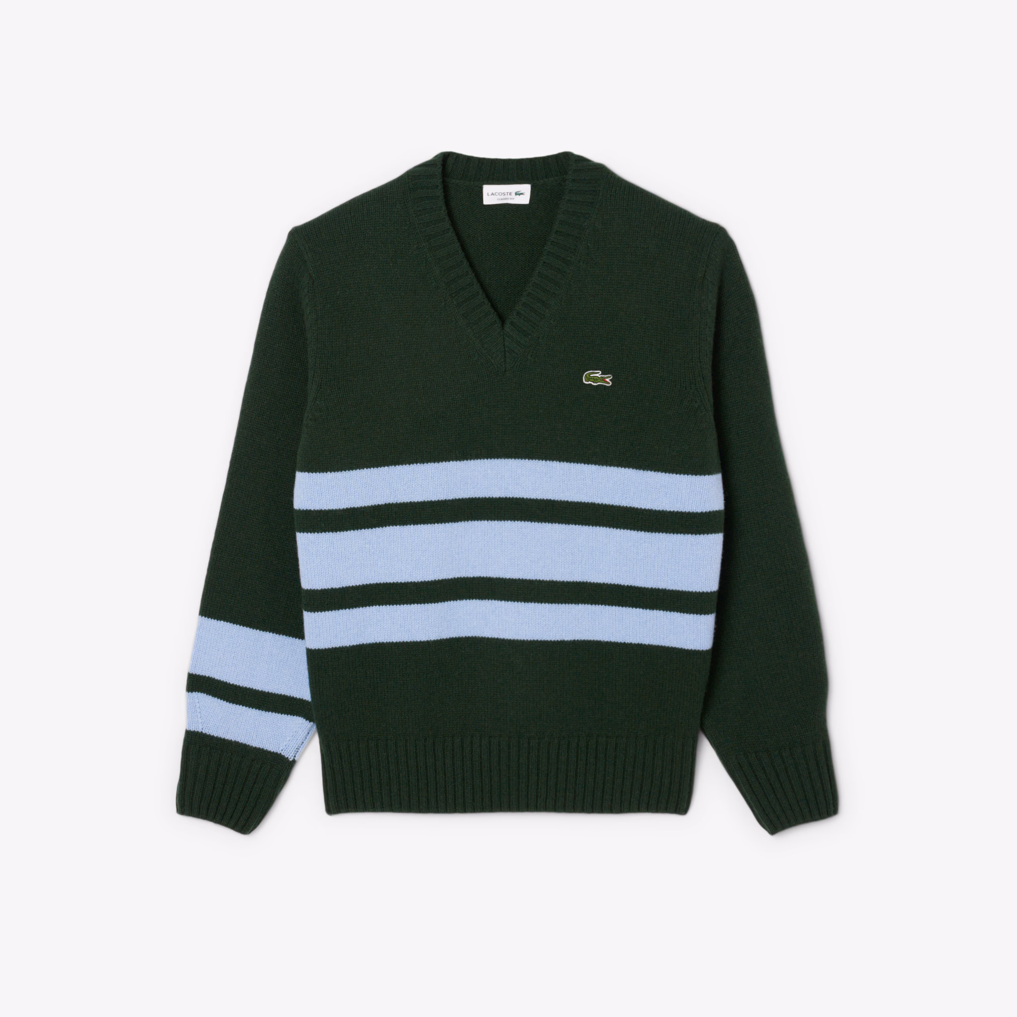 Men's Striped Wool V-Neck Sweater