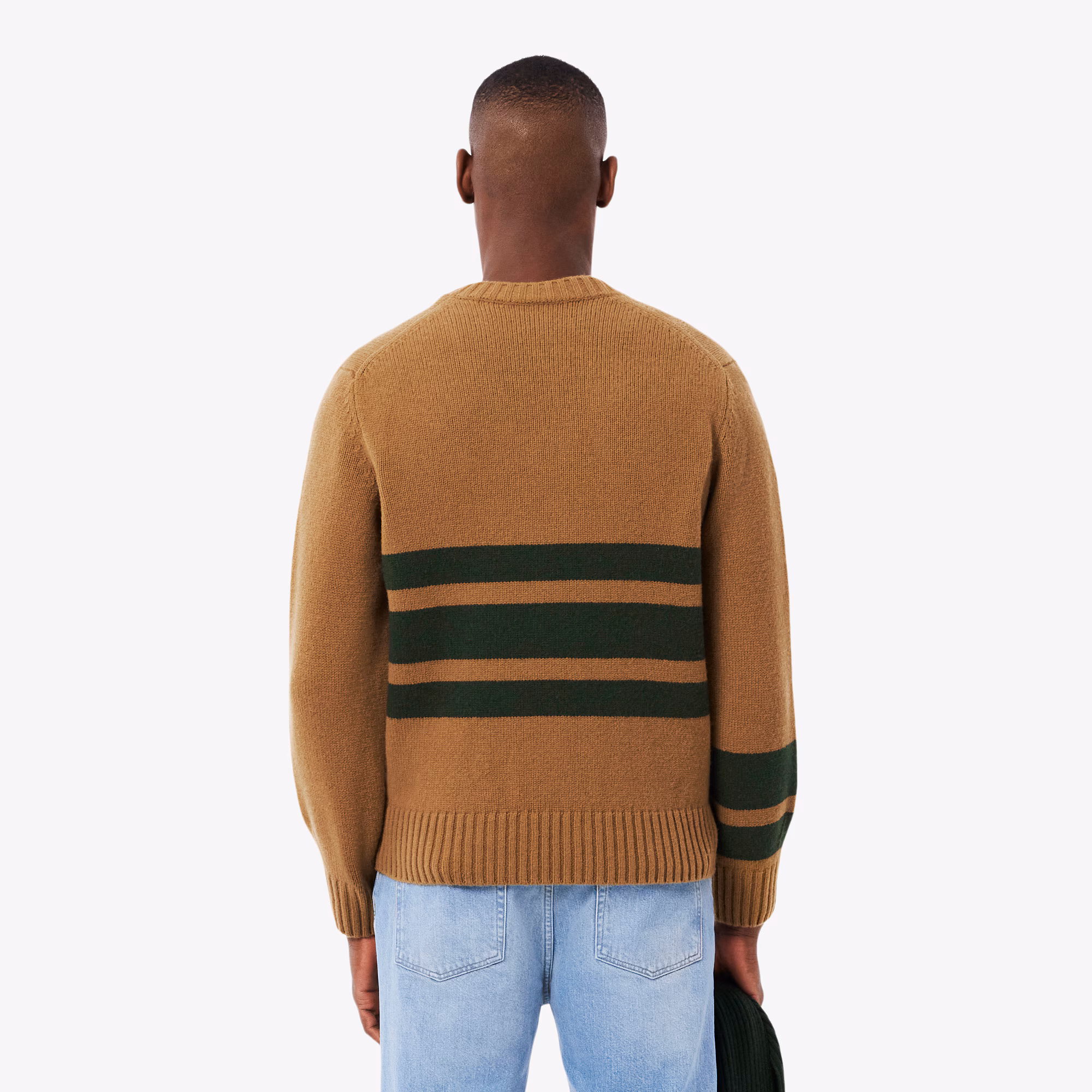 Men's Striped Wool V-Neck Sweater