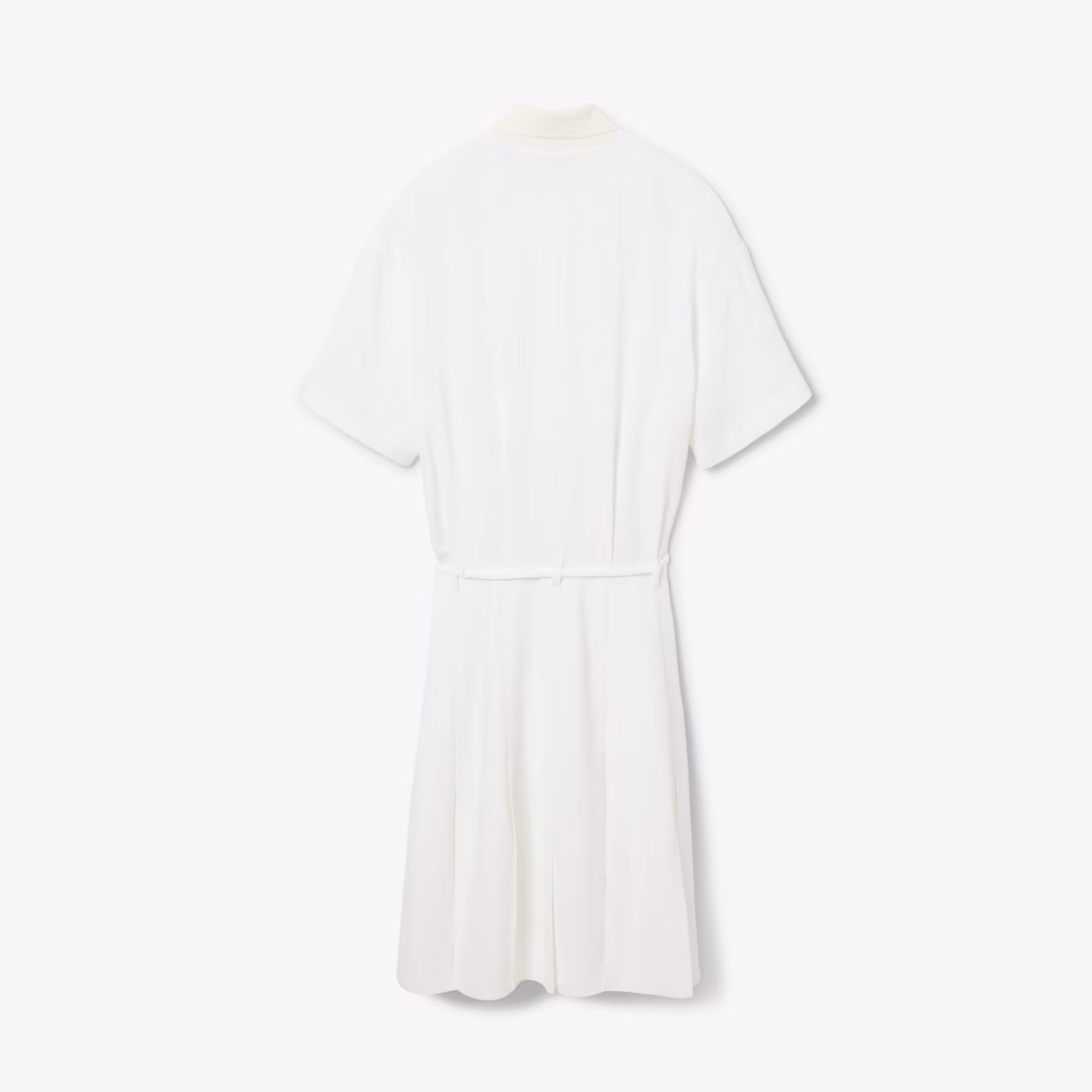 Runway Pleated Embroidery Detail Polo Dress