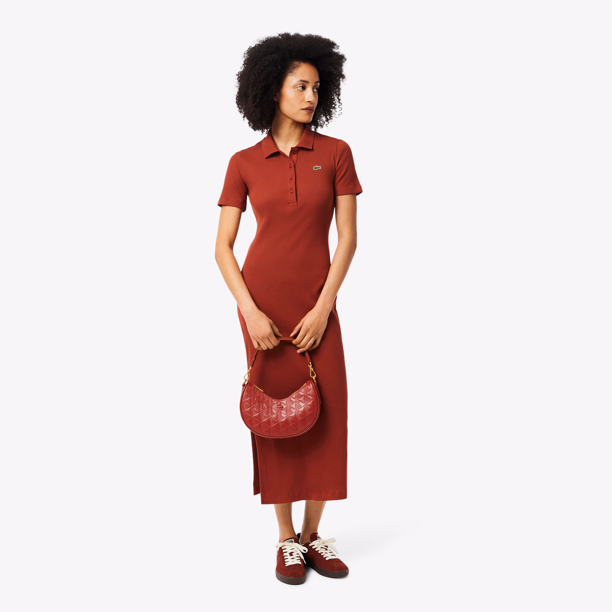 Women's Long Ribbed Cotton Polo Dress