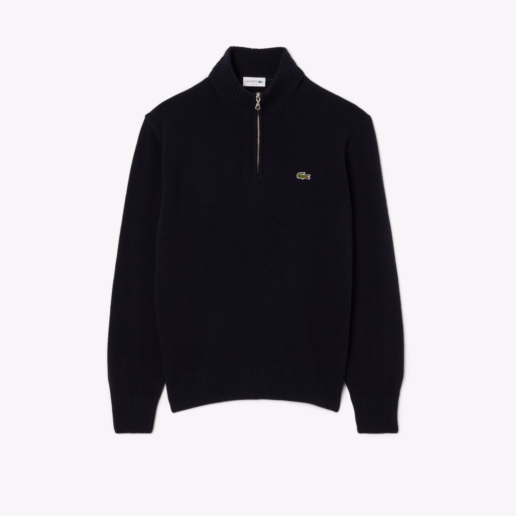 Men's Zip-Up High-Neck Wool Sweater