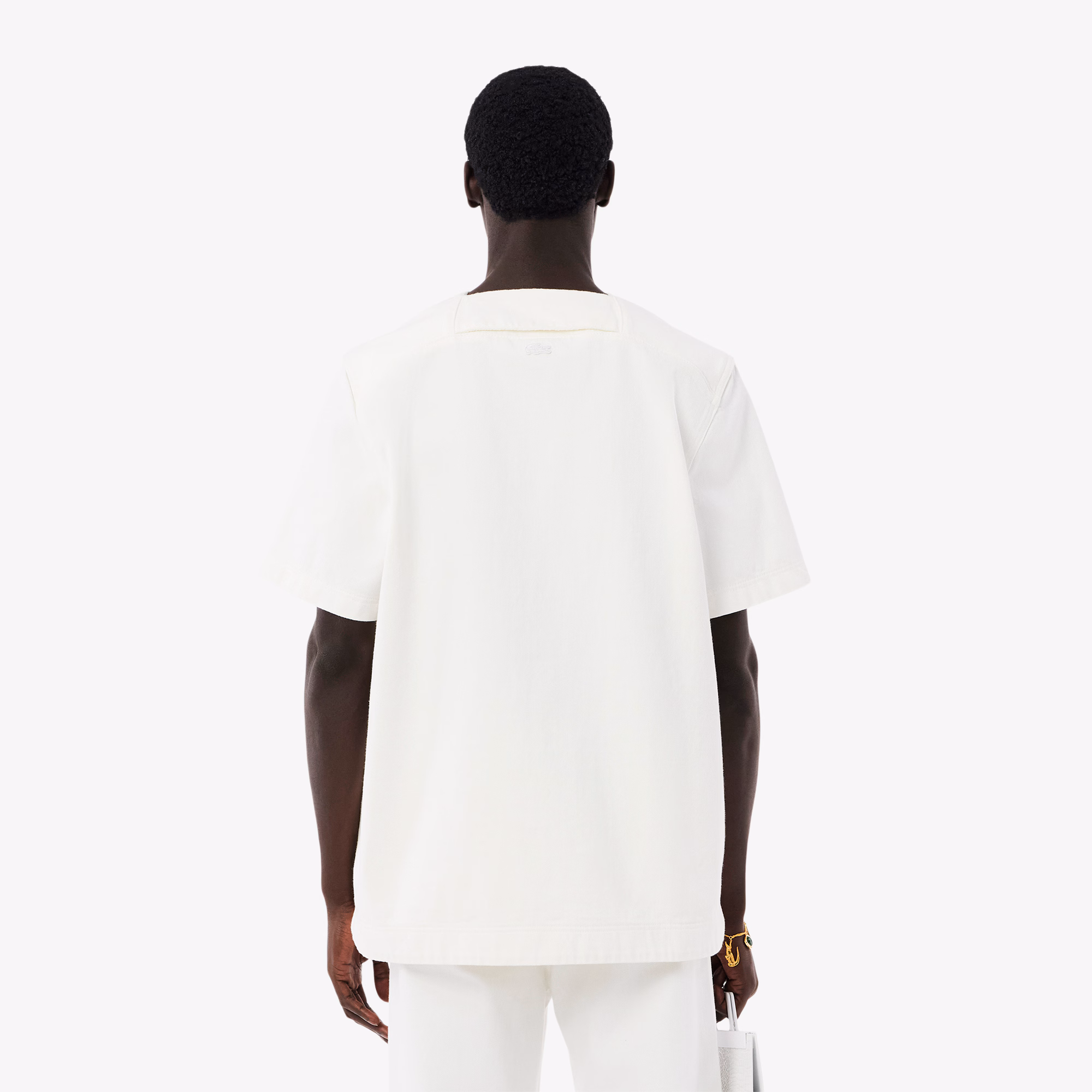 Men's Runway Print Oversized Denim Polo