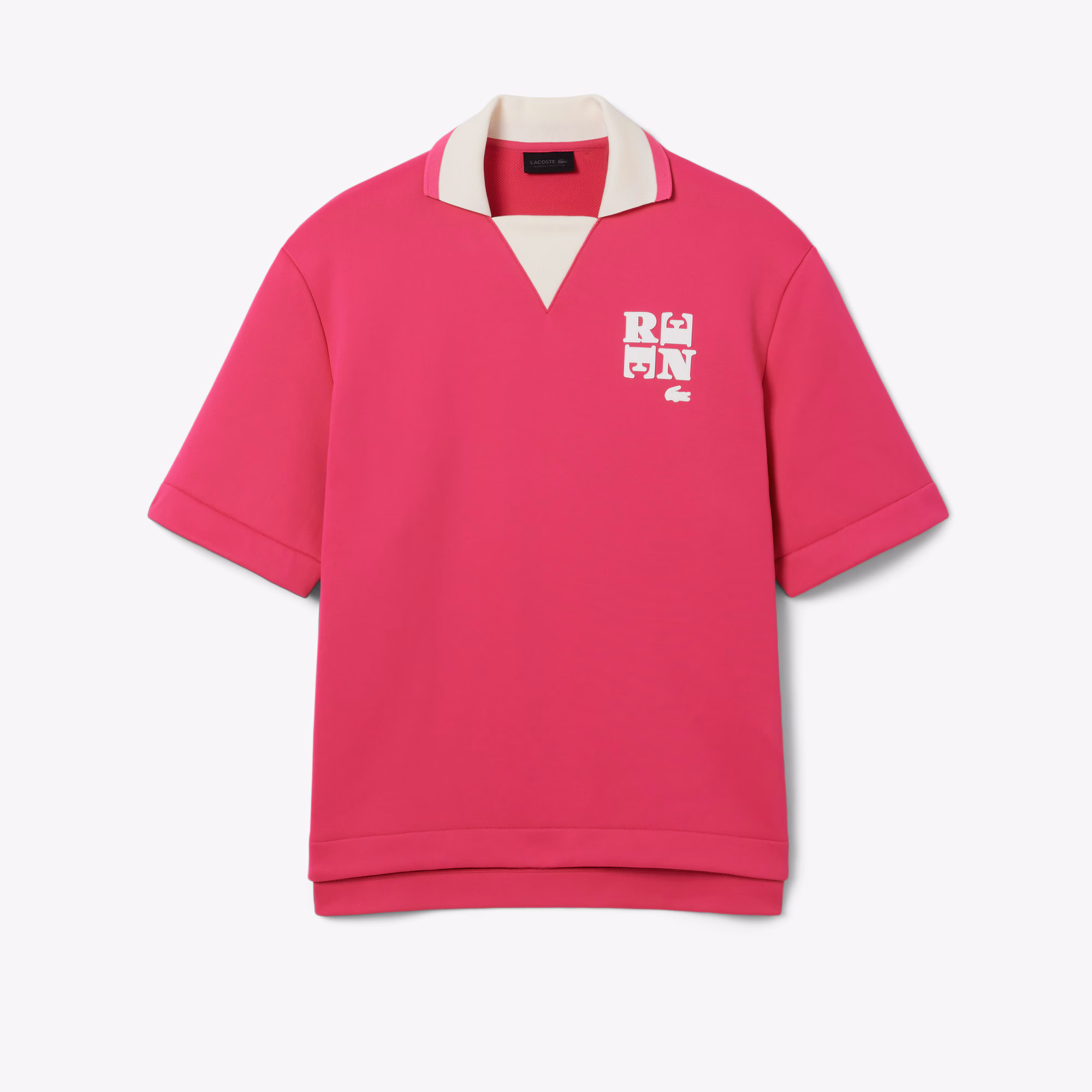 Runway Badge Accent Oversized Satin Polo Shirt