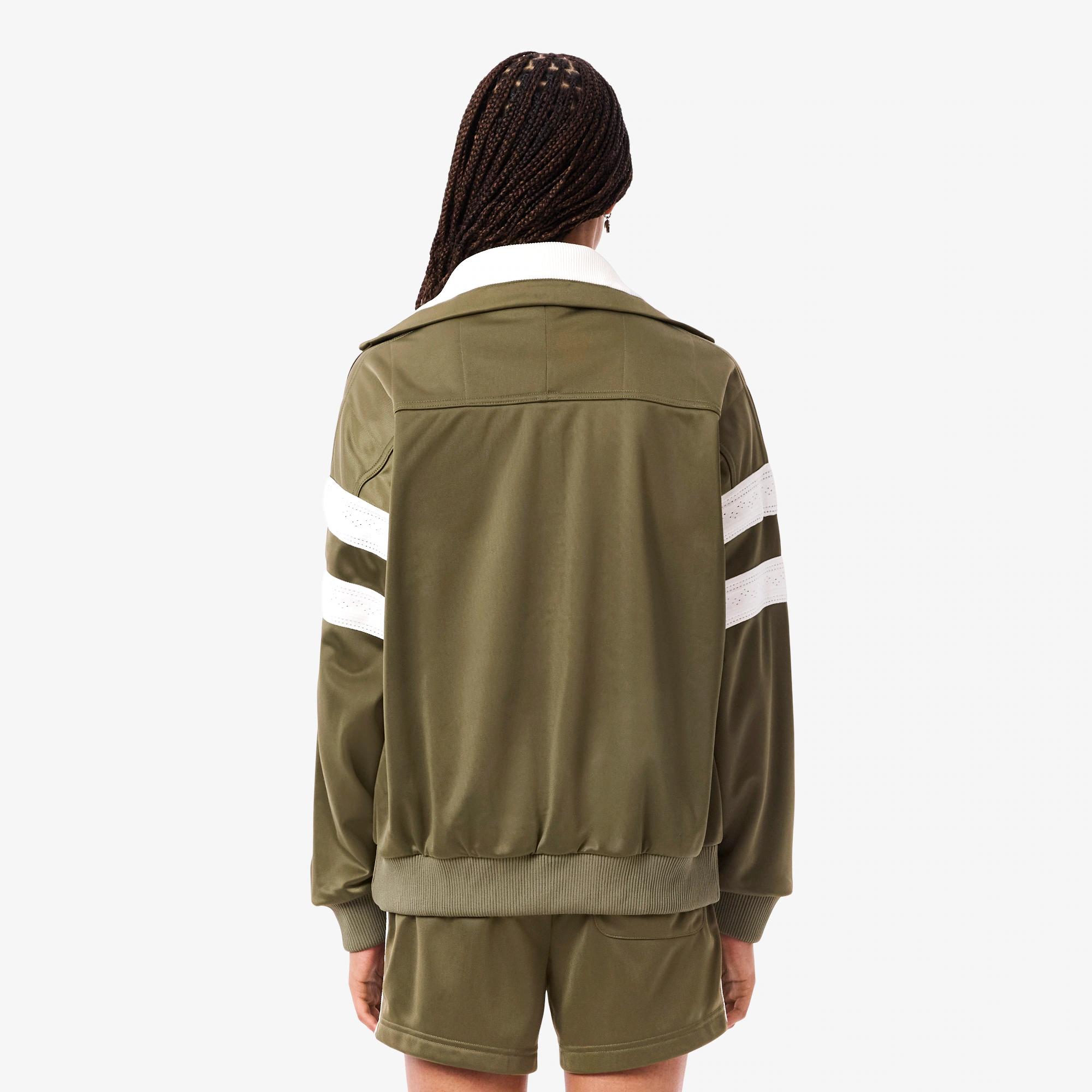 Women's Oversized Pointelle Stripe Satin Sweatshirt