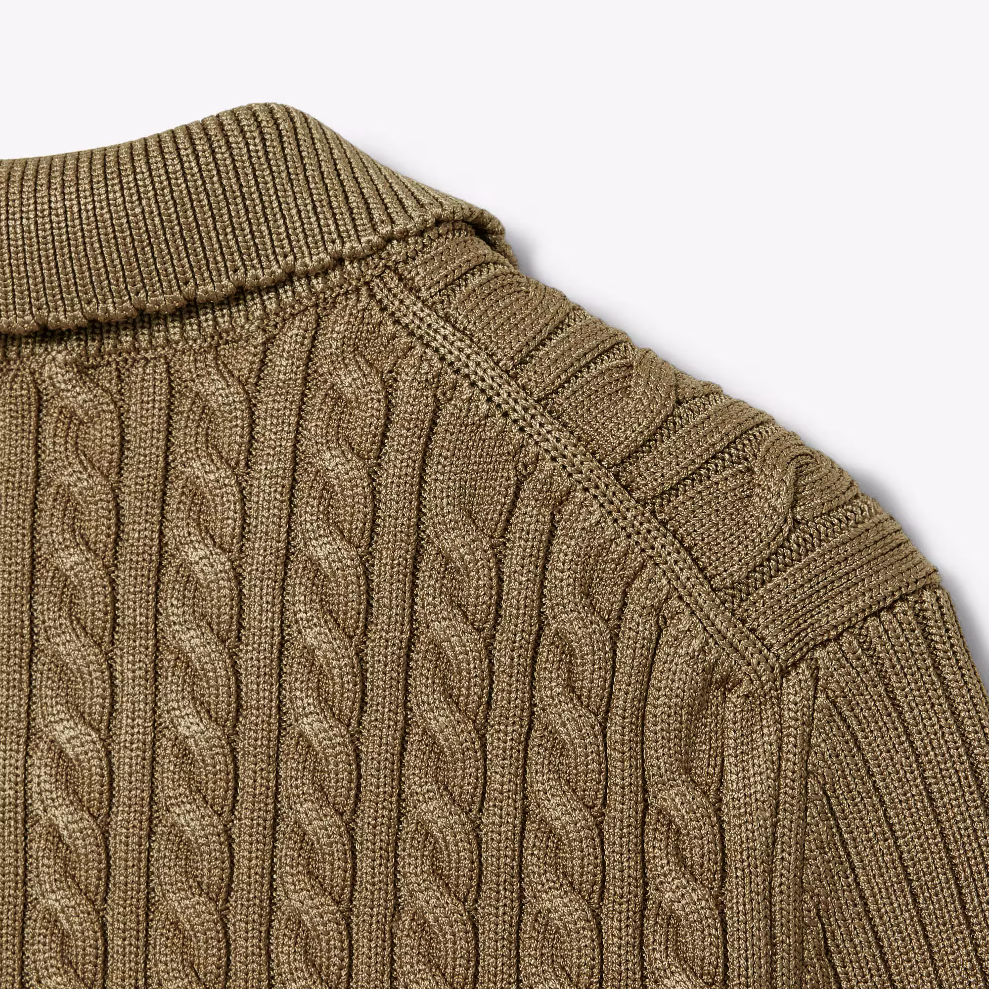 Runway Cable Knit Polo Collar Sweater