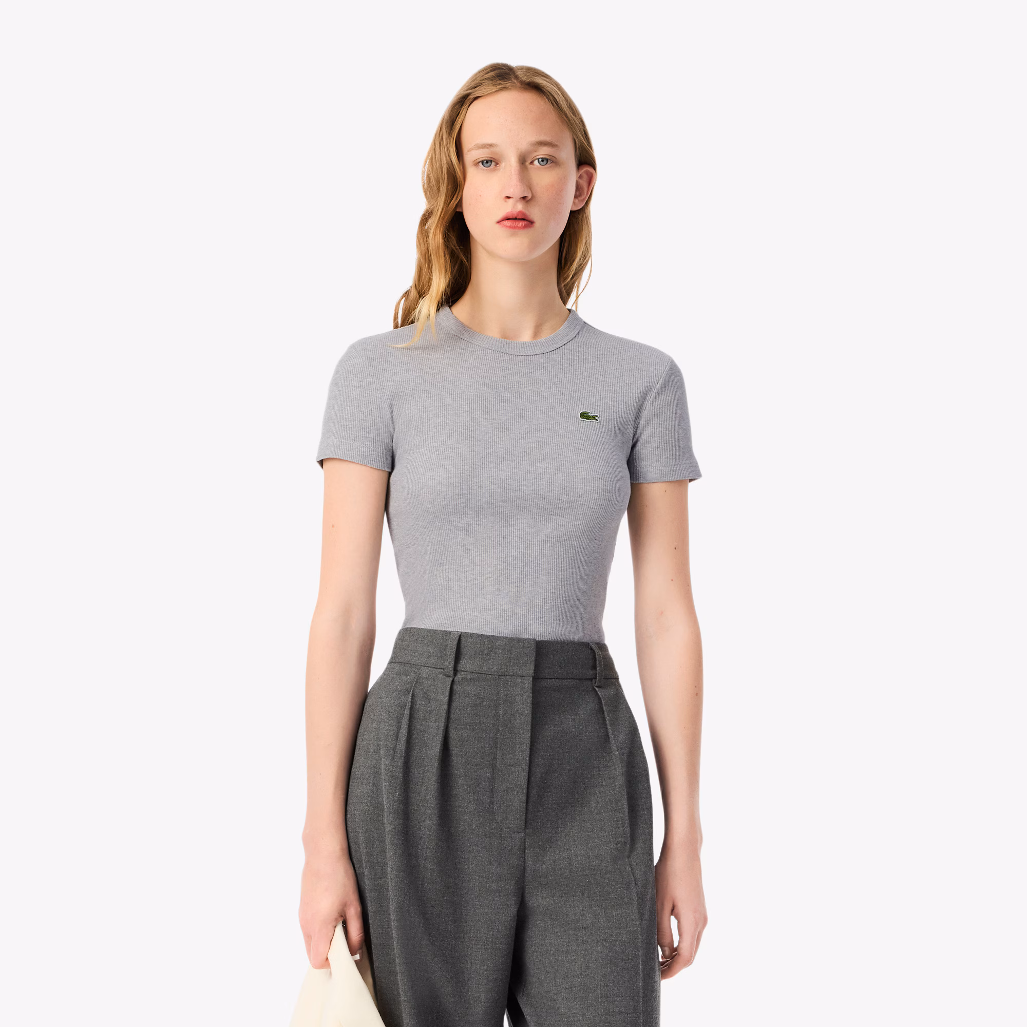 Women's Slim Fit Ribbed Cotton T-Shirt