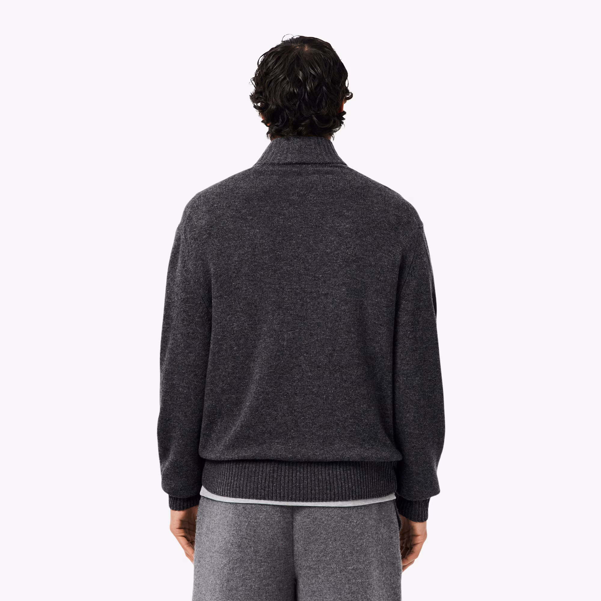 Men's Zip-Up High-Neck Wool Sweater
