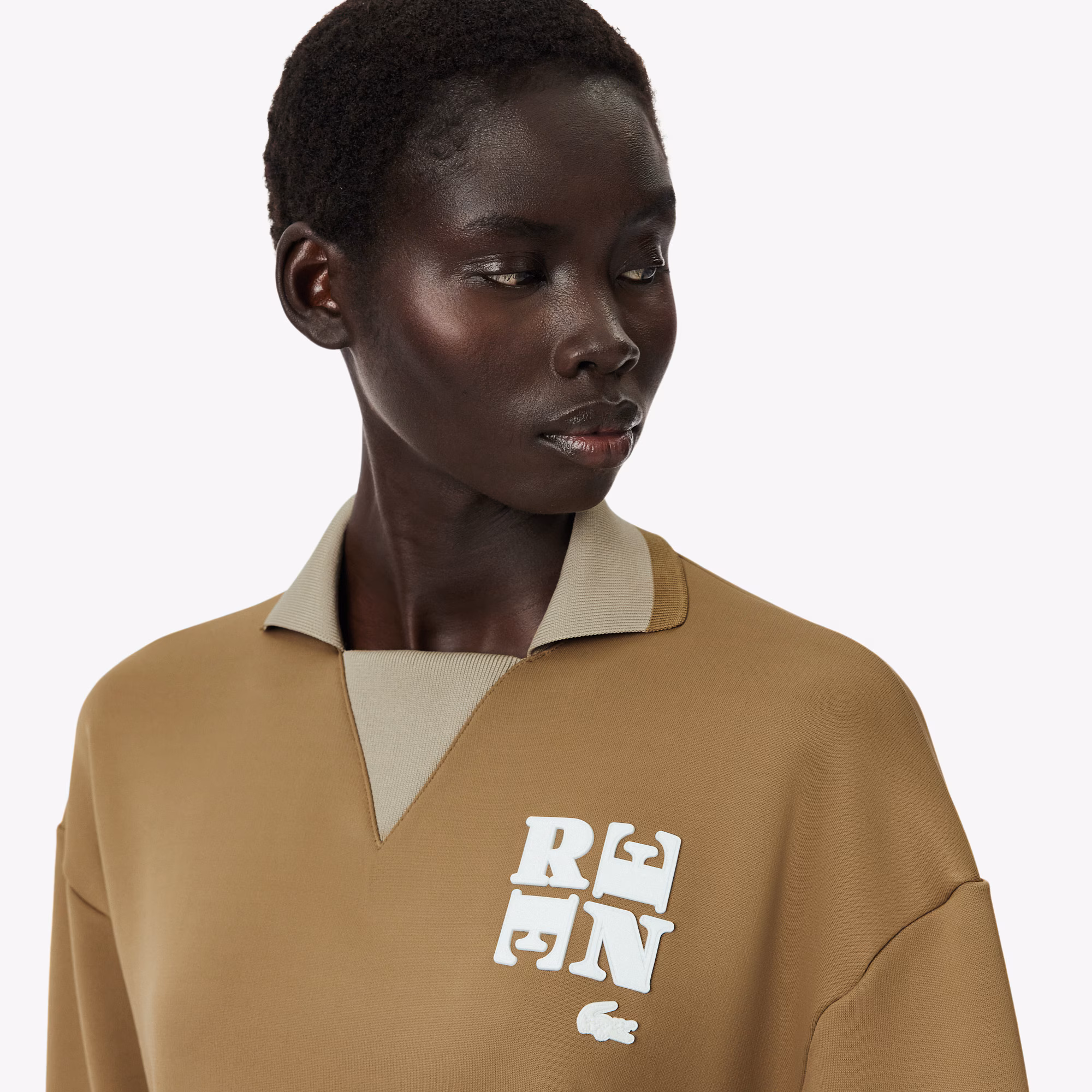 Runway Polo Shirt Collar Badge Accent Sweatshirt