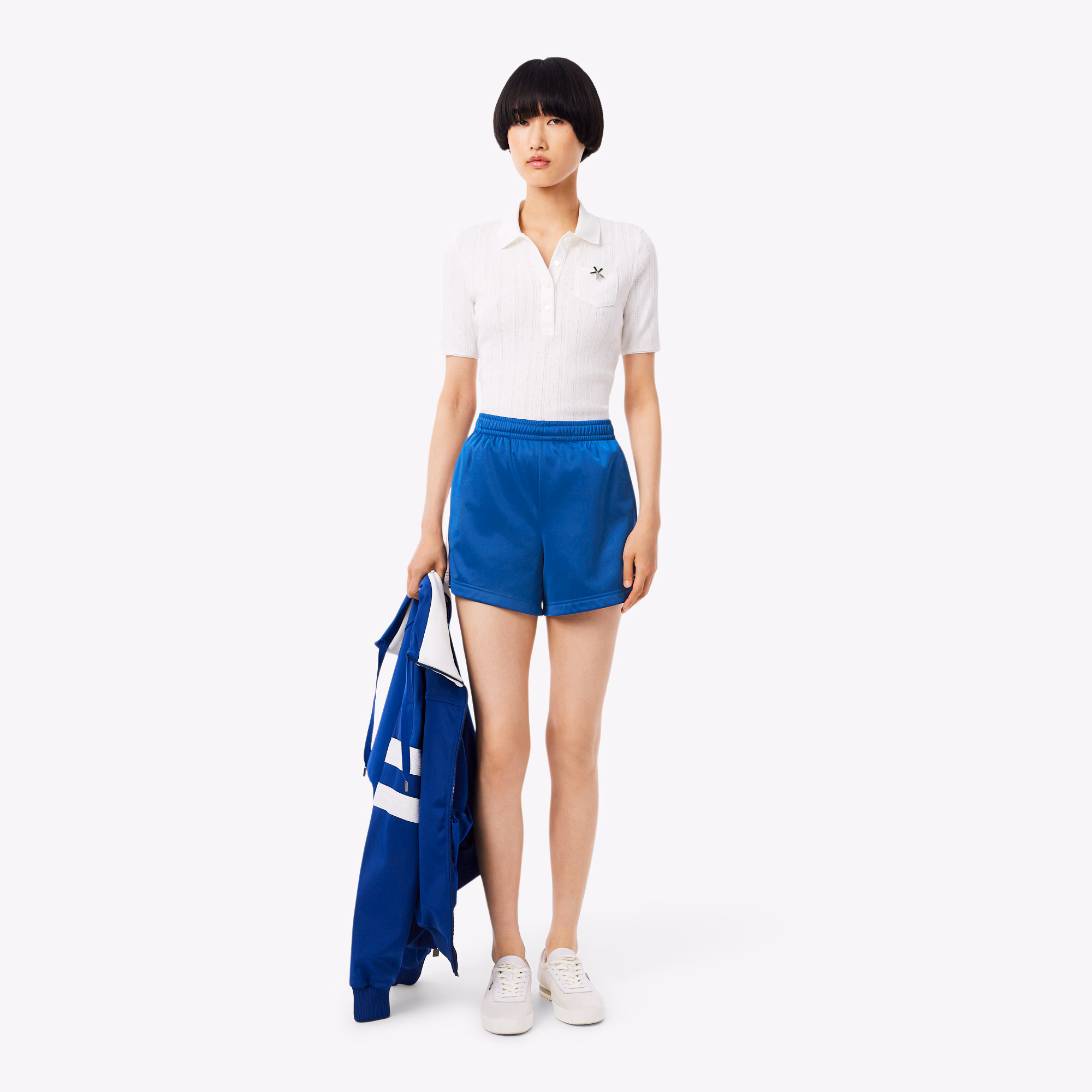 Women's Satin Jersey Pointelle Stripe Shorts