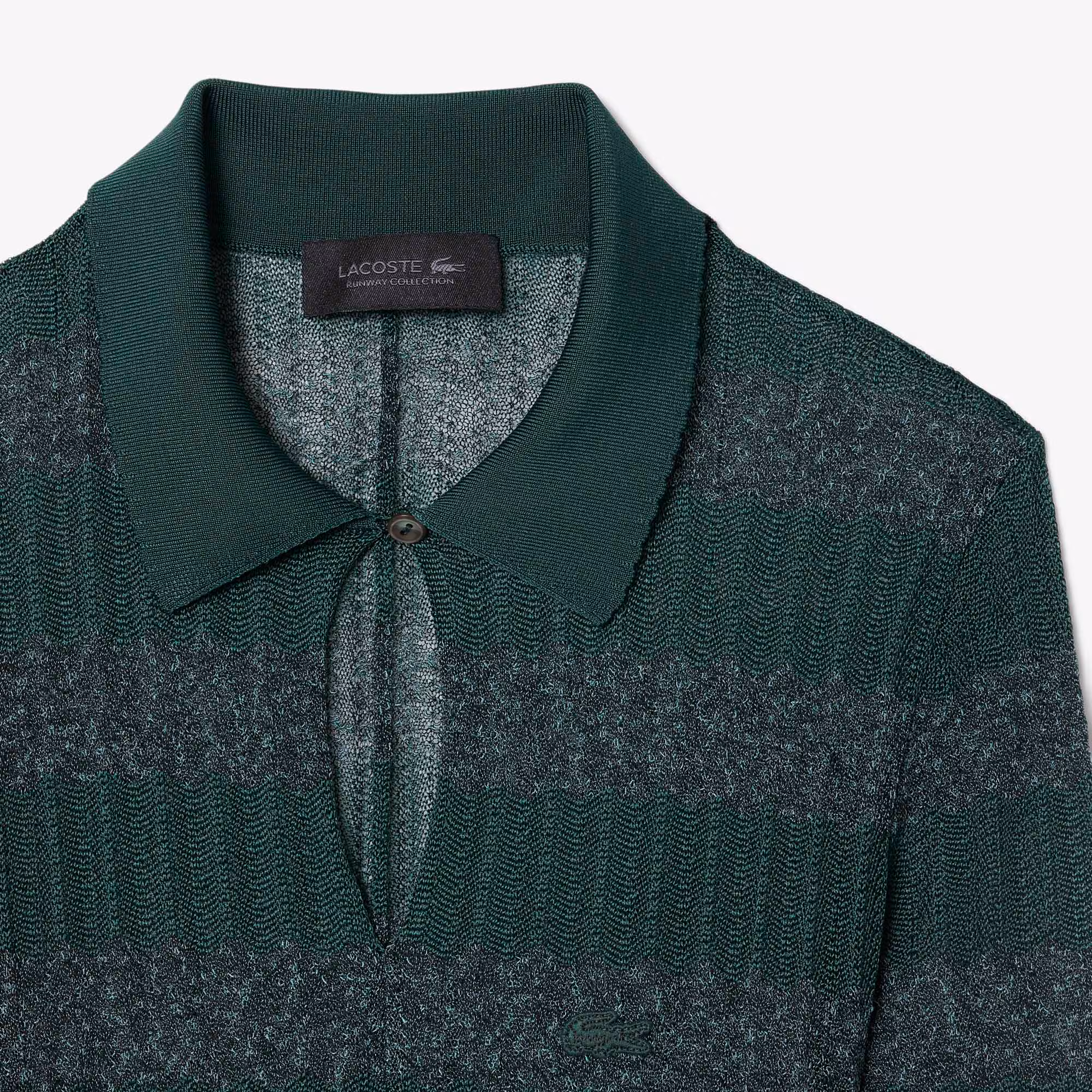 Runway Polo Collar Pointelle Maxi Dress