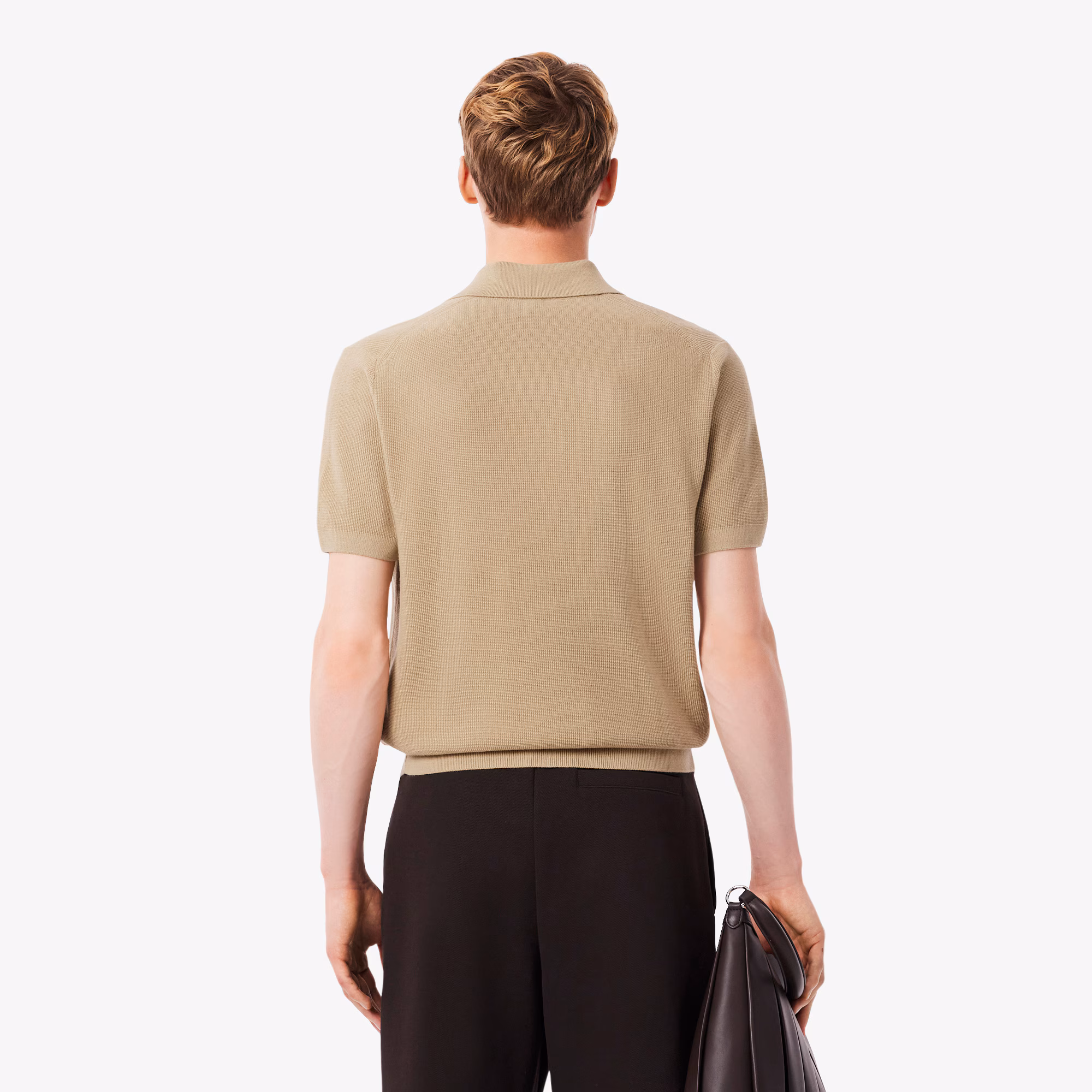 Men's Cotton Blend Open Polo Collar Sweater