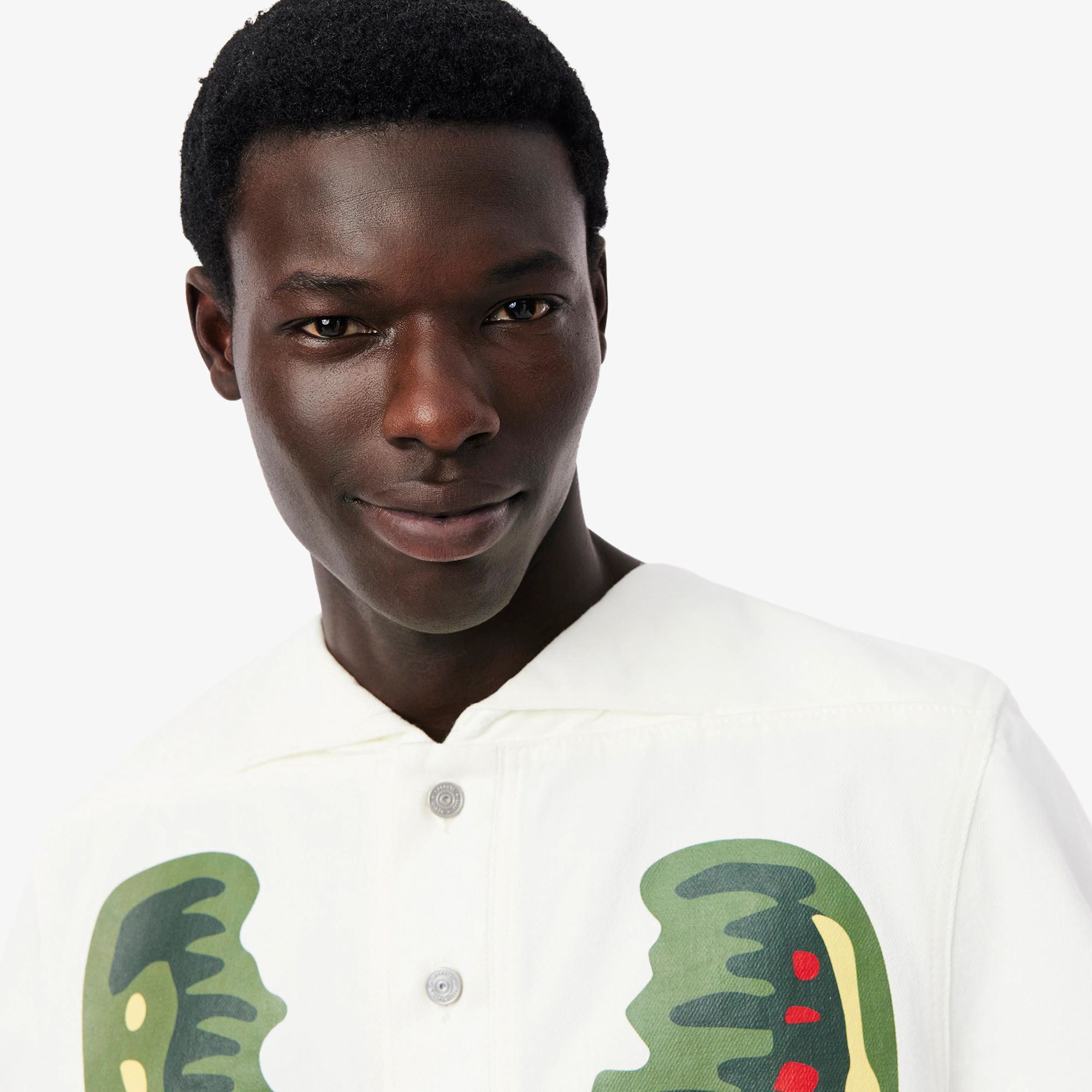 Men's Runway Print Oversized Denim Polo