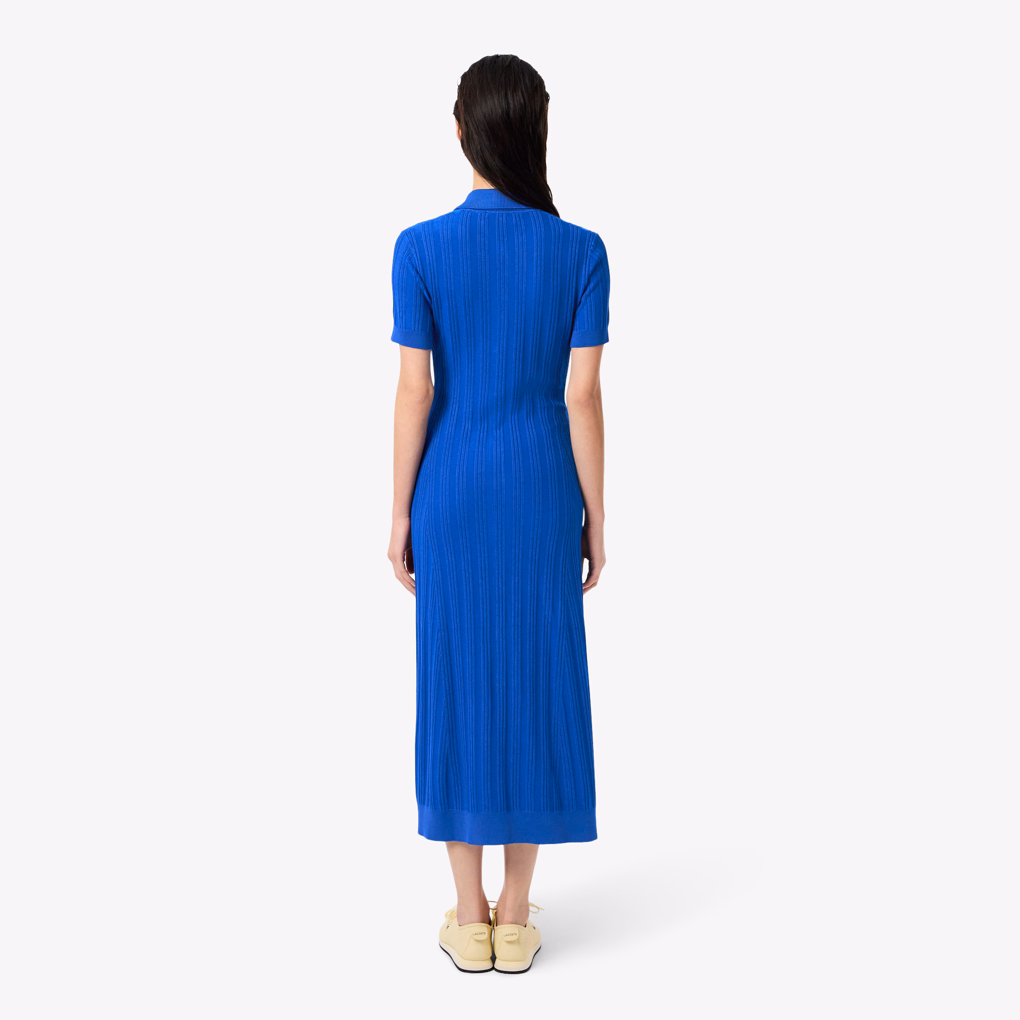 Women's Ribbed Knit Polo Collar Dress