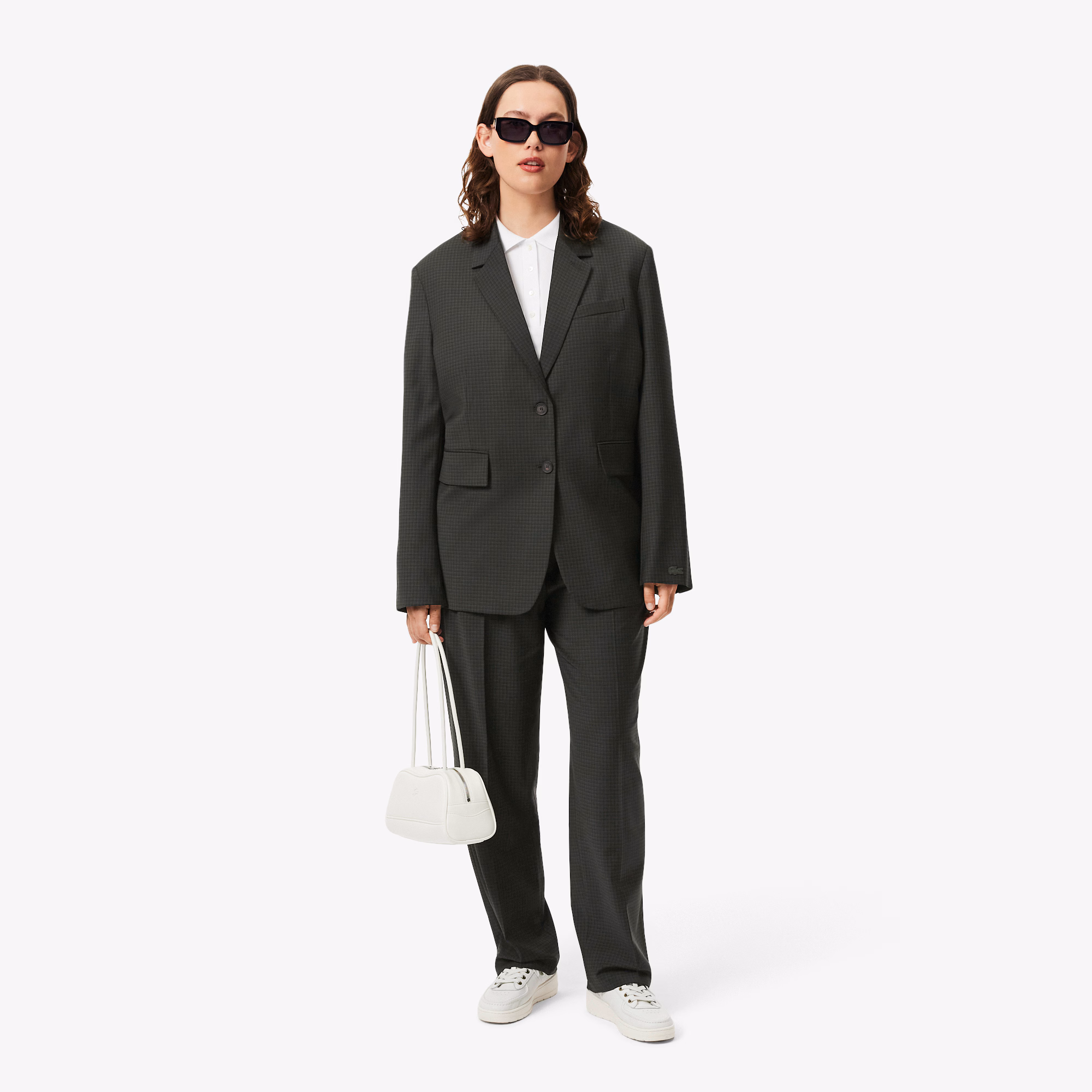 Women's Wool Blend Checked Blazer