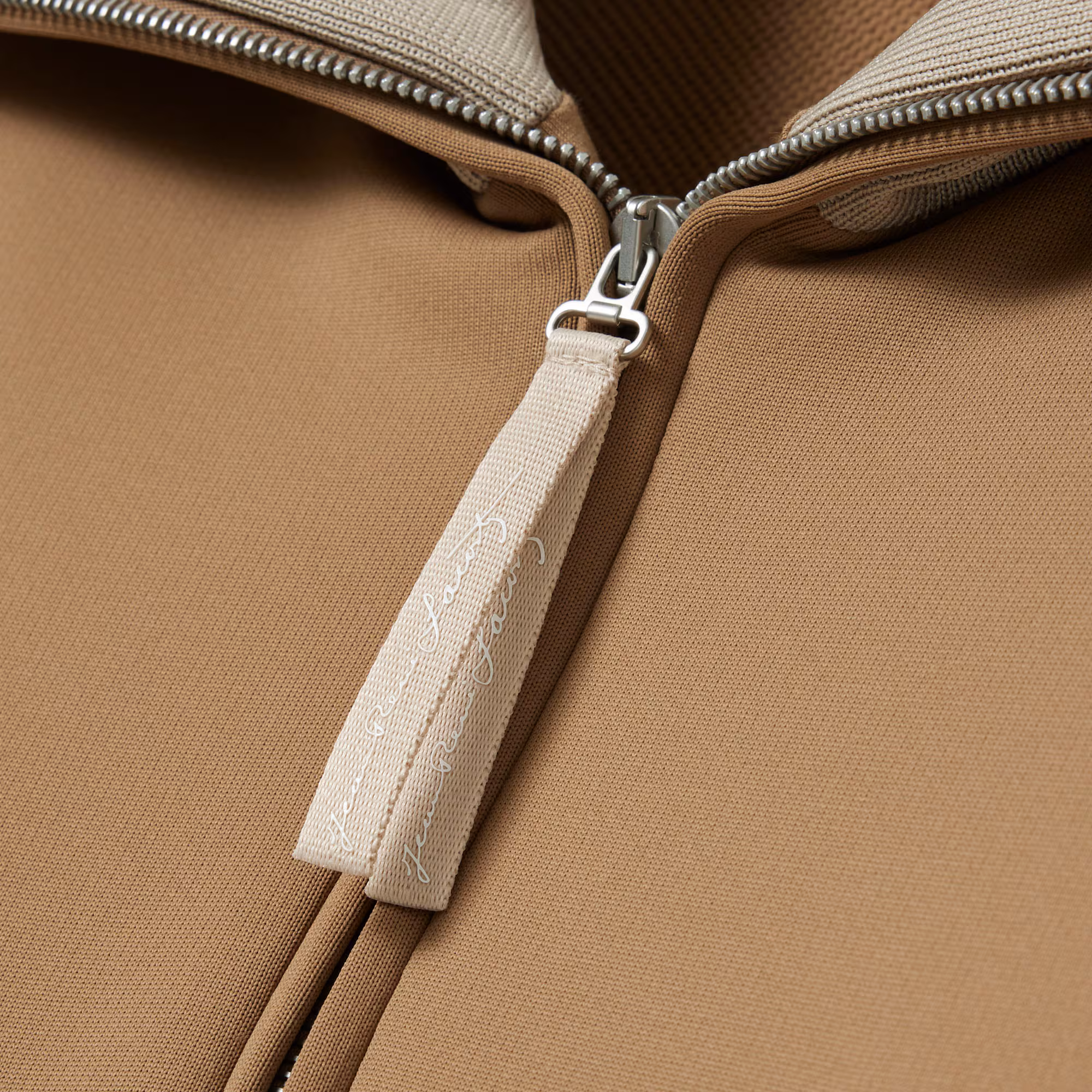 Runway High Neck Zipped Badge Accent Sweatshirt