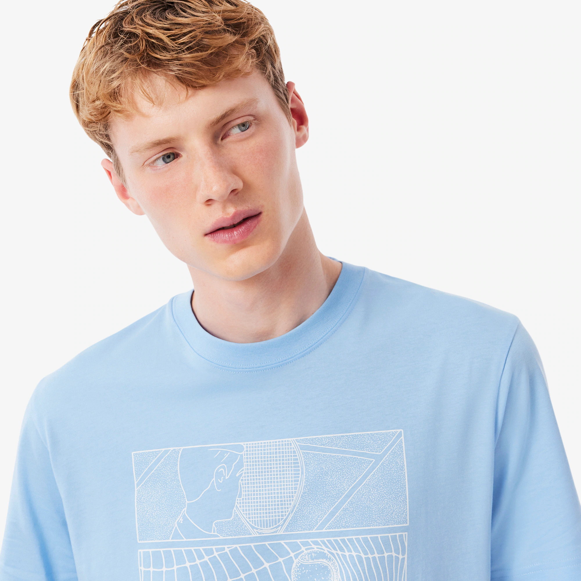 Men's Tennis Court Print Cotton T-Shirt