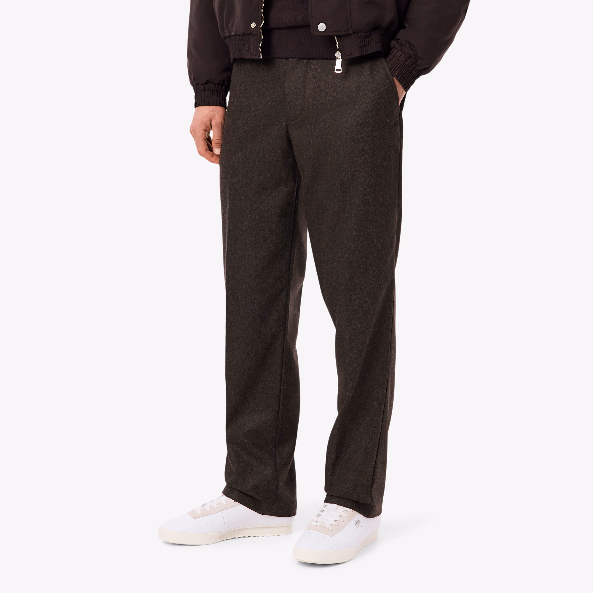 Men's Straight Fit Chevron Wool Pants