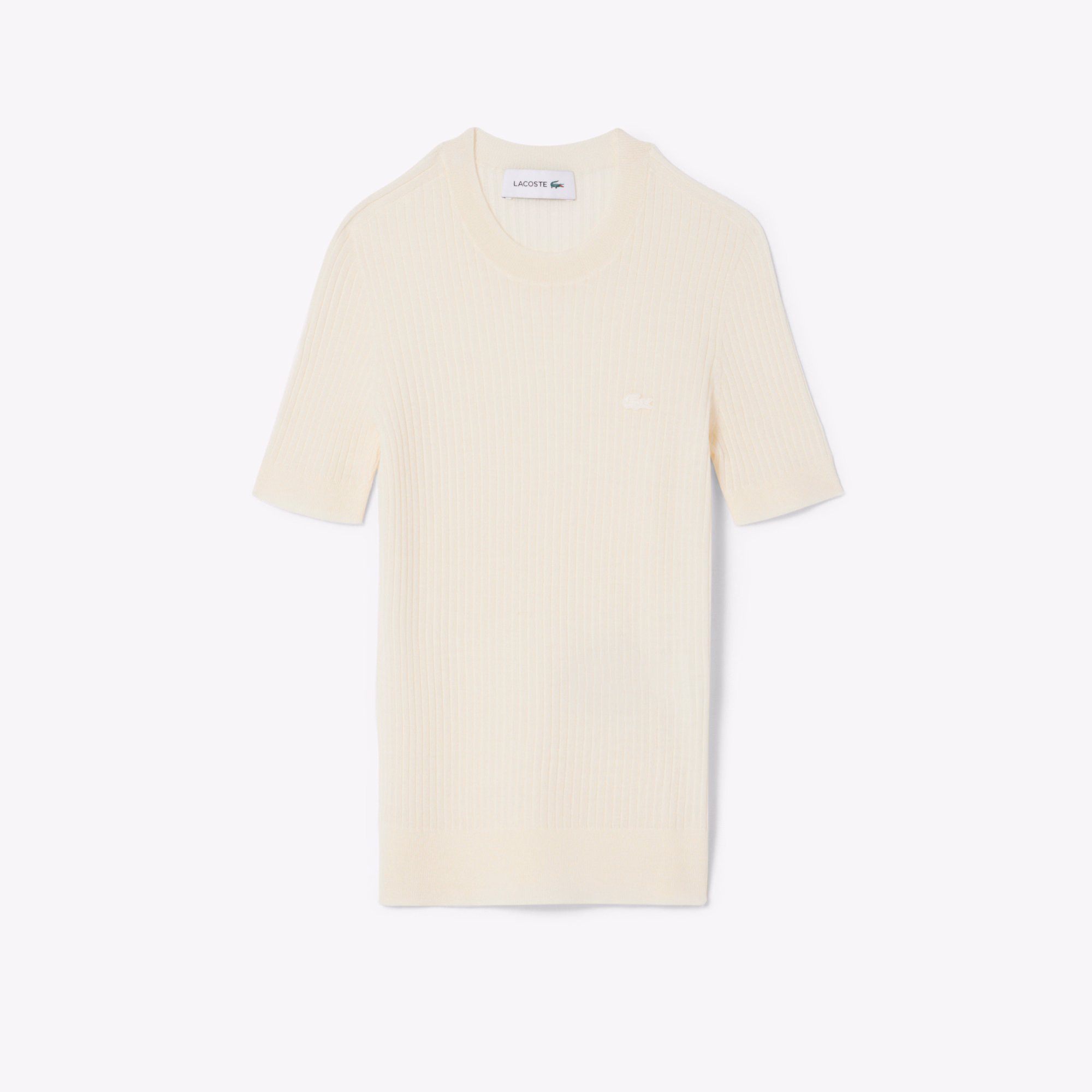 Women's Short Sleeve Merino Wool Rib Knit Sweater