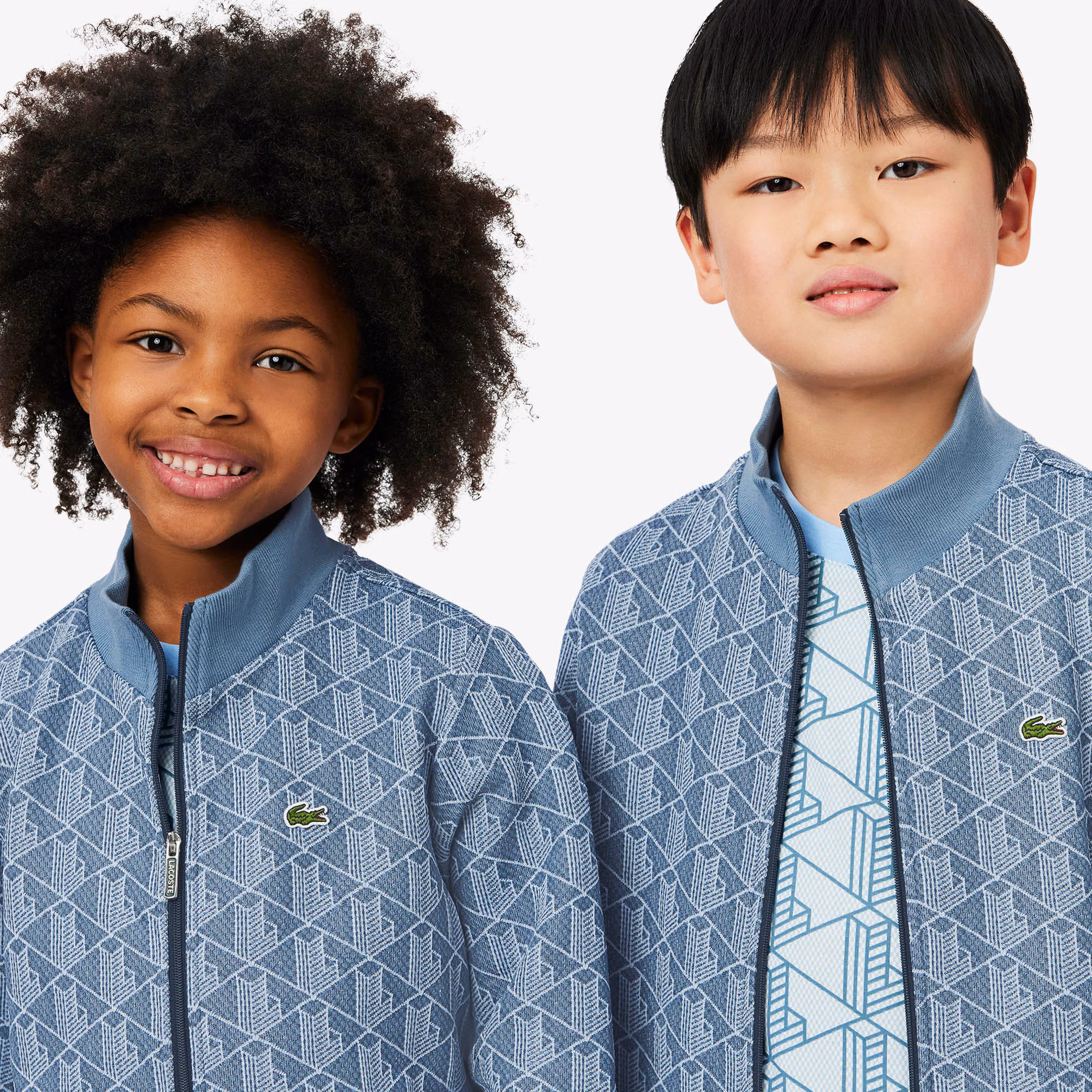 Kids' High-Neck Zip-Up Paris Monogram Sweatshirt