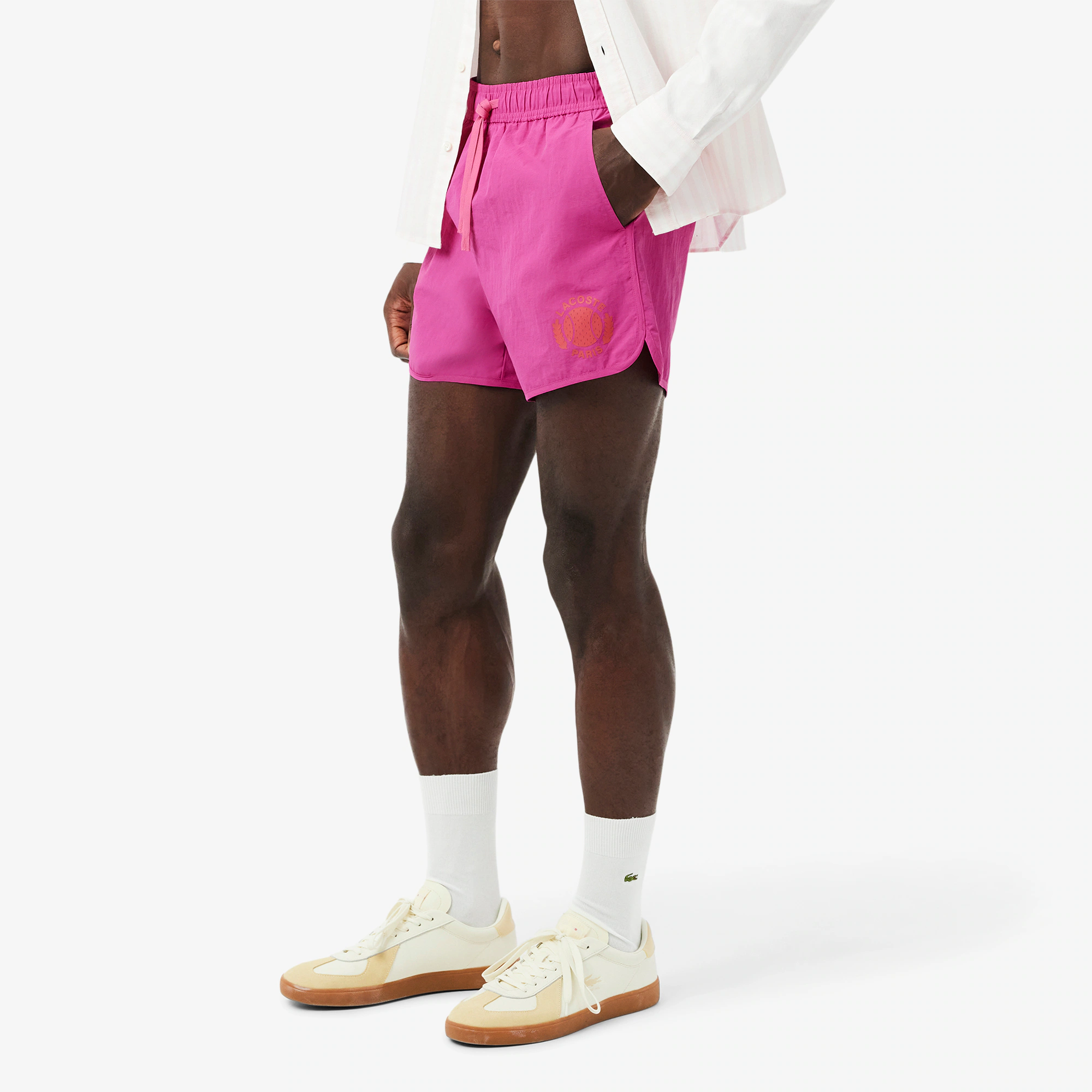 Men's Short Badge Accent Swim Trunks