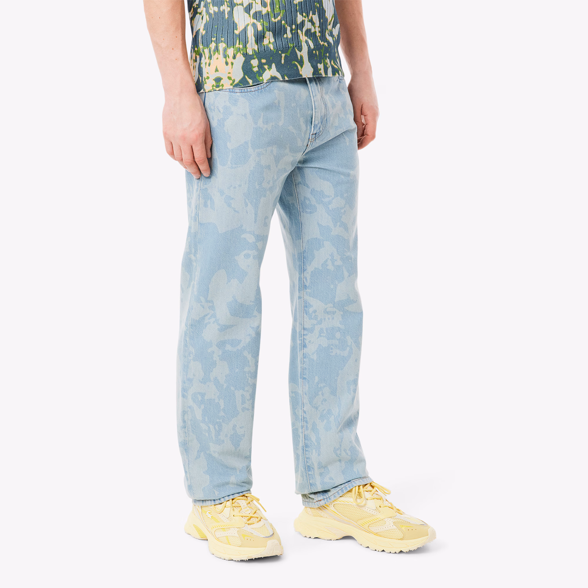 Men's Straight Cut Print Motif Denim Jeans