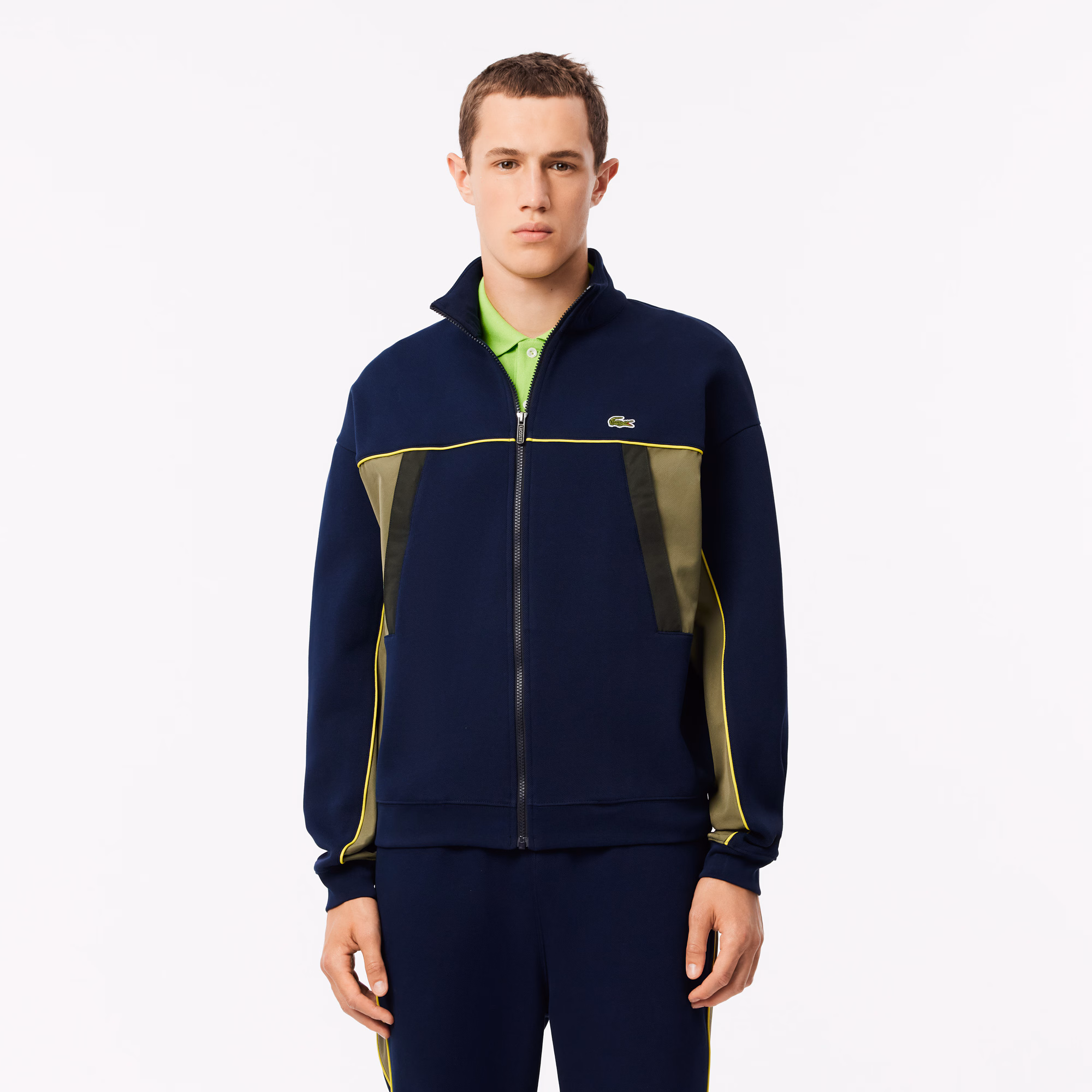 Men's Loose Fit Zip-Up Piqué Sweatshirt