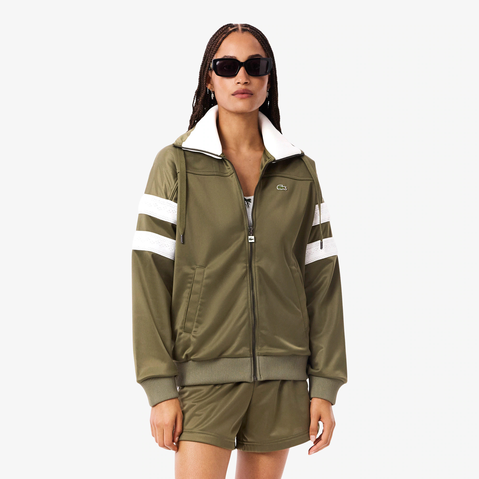 Women's Oversized Pointelle Stripe Satin Sweatshirt