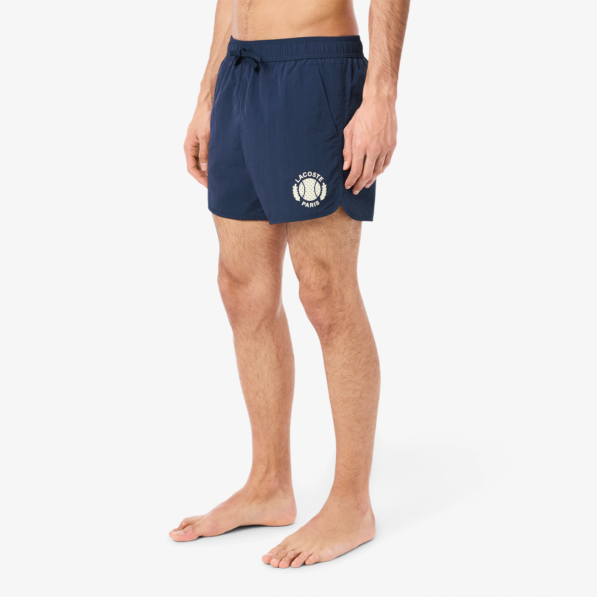 Men's Short Badge Accent Swim Trunks