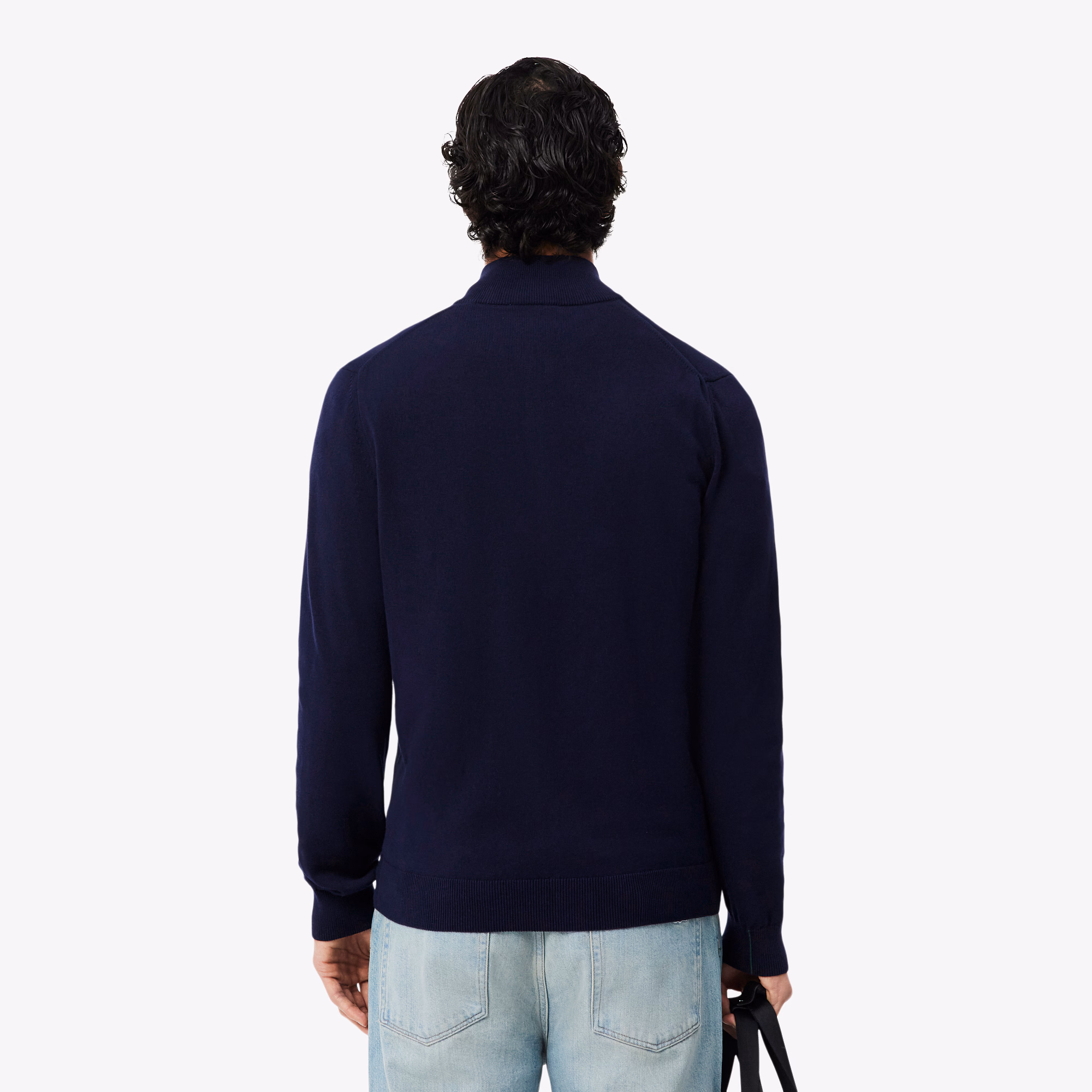 Men's Zip-Up High-Neck Cotton Sweater