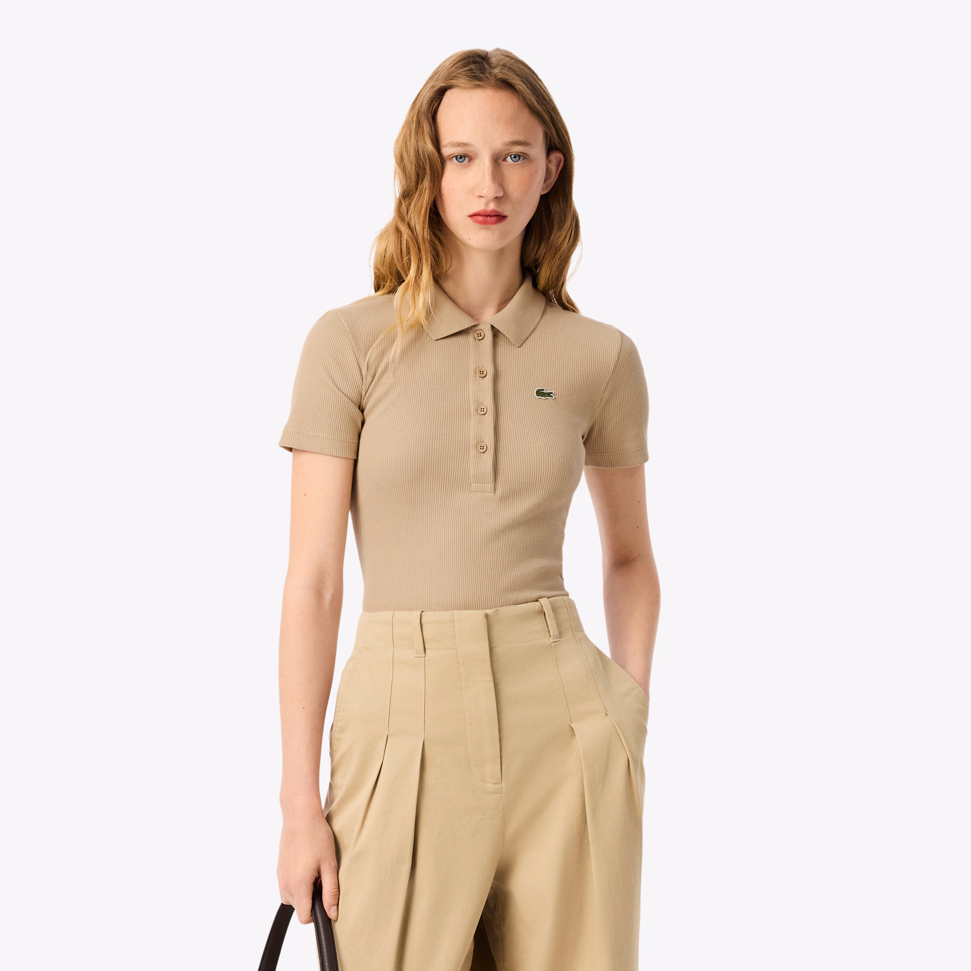 Women's Slim Fit L.12.D Ribbed Cotton Polo