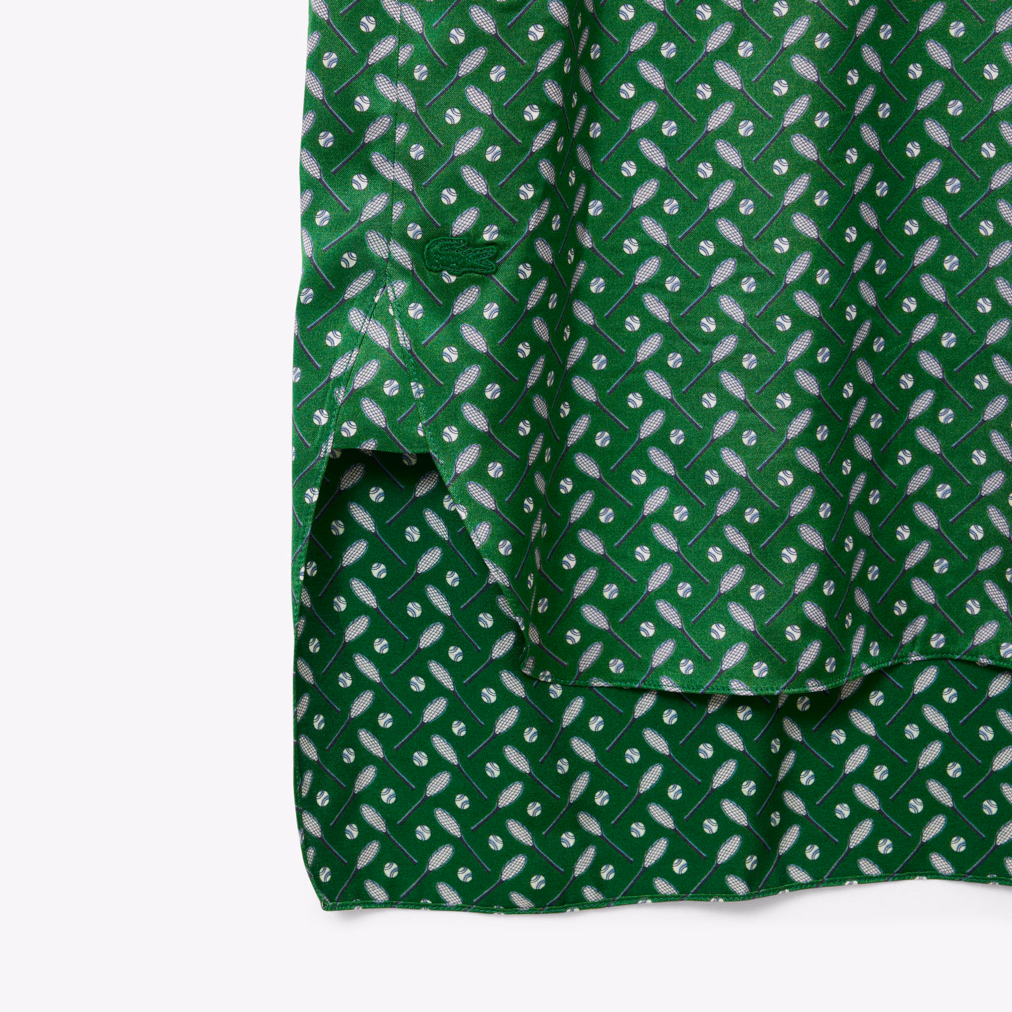 Runway Printed Satin Scarf Neck Dress