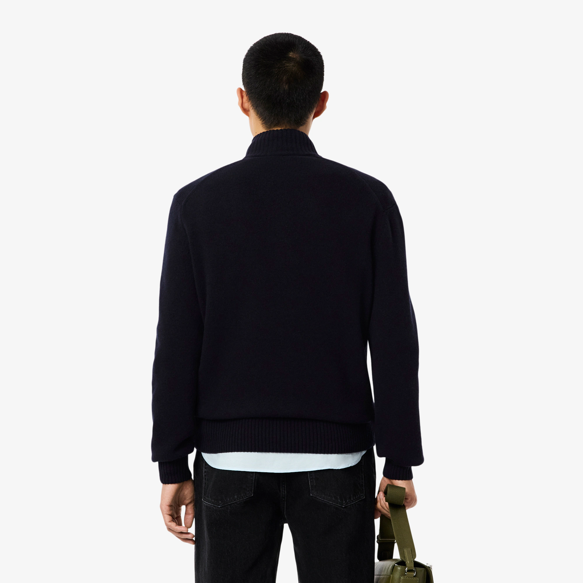 Men's Zip-Up High-Neck Wool Sweater